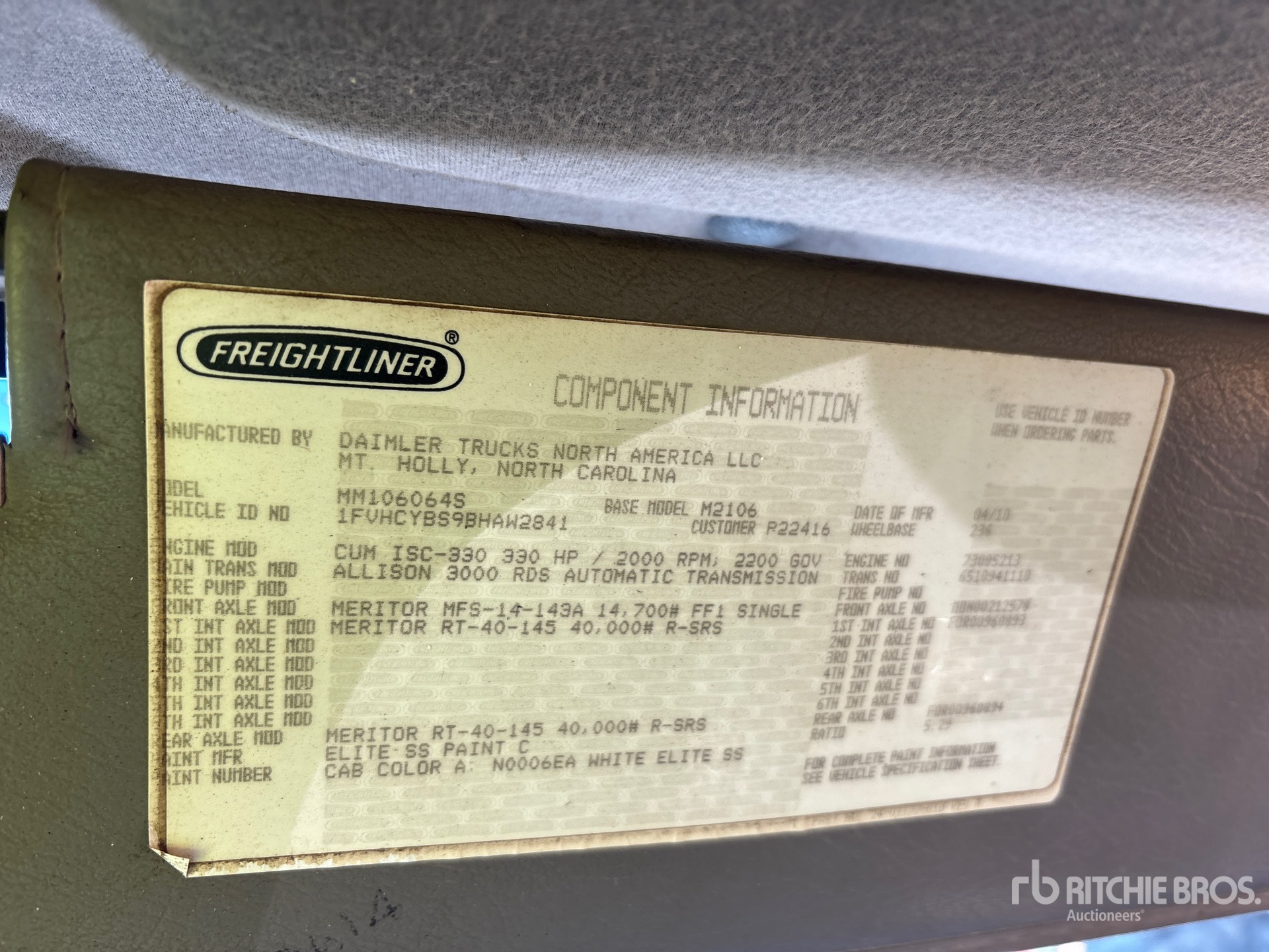 General Appearance with Serial Number / VIN