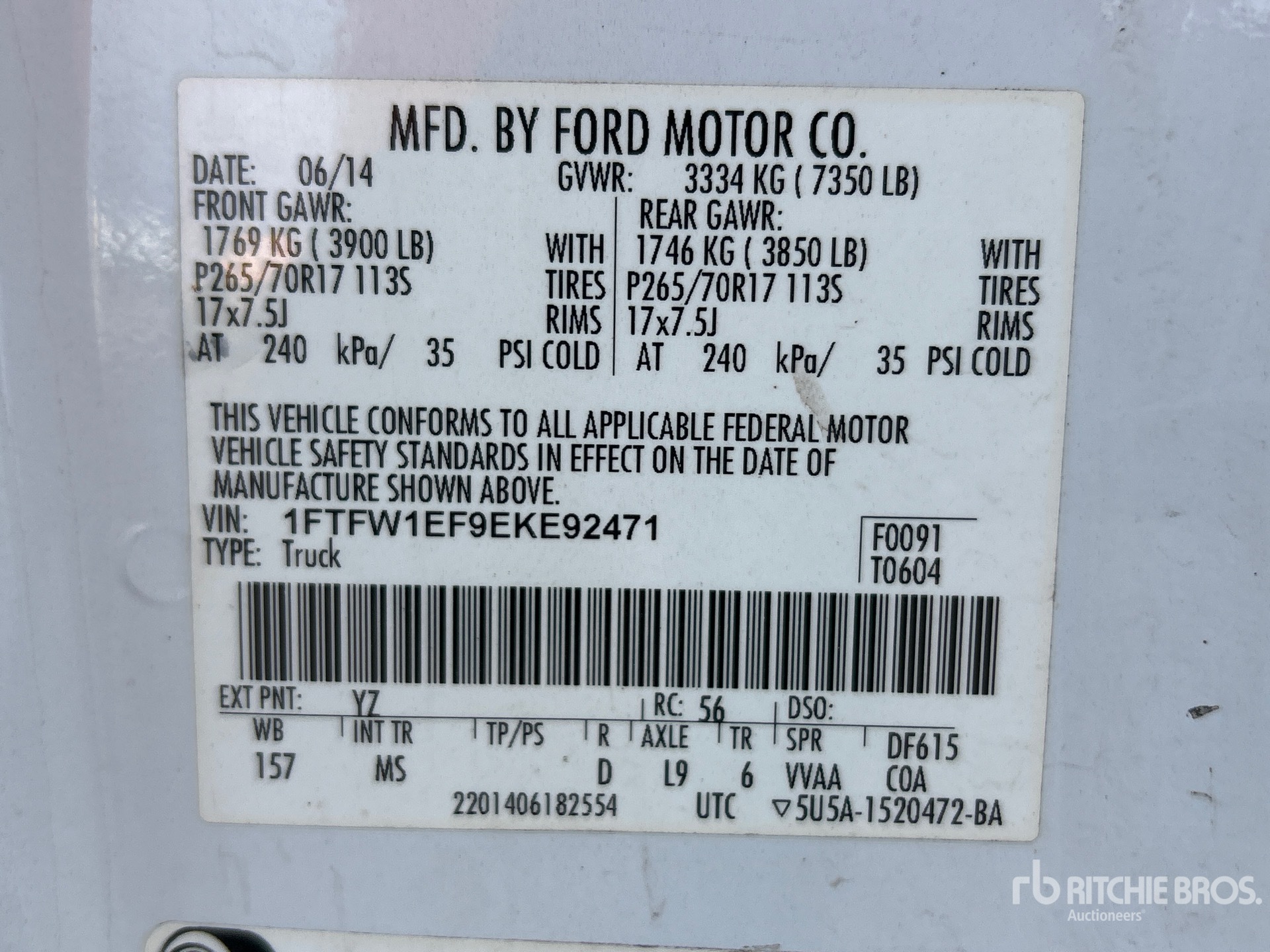 General Appearance with Serial Number / VIN