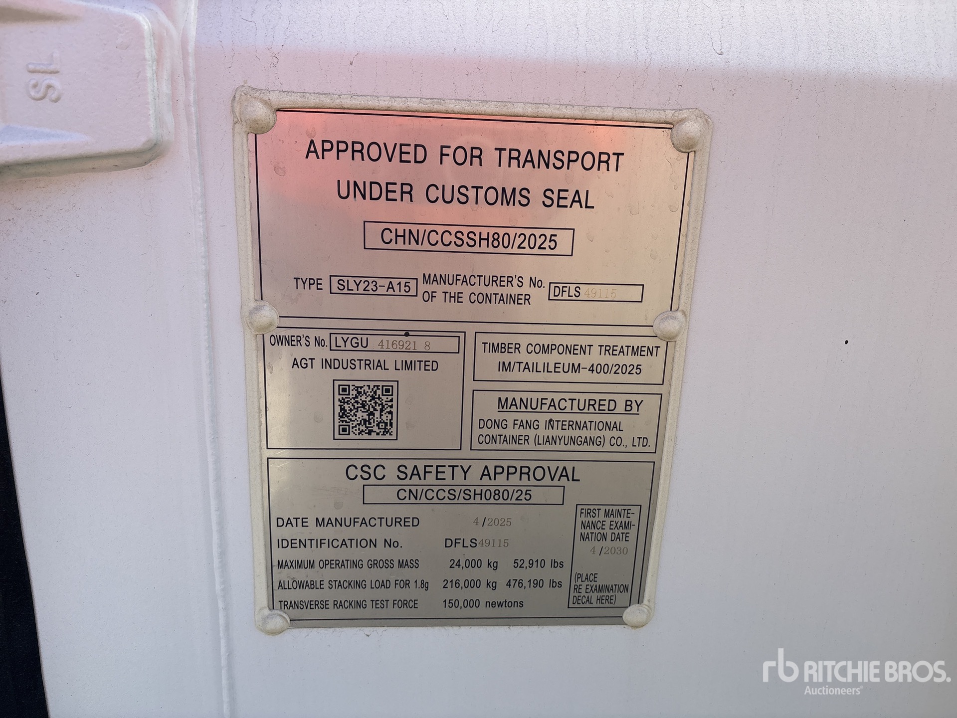 General Appearance with Serial Number / VIN