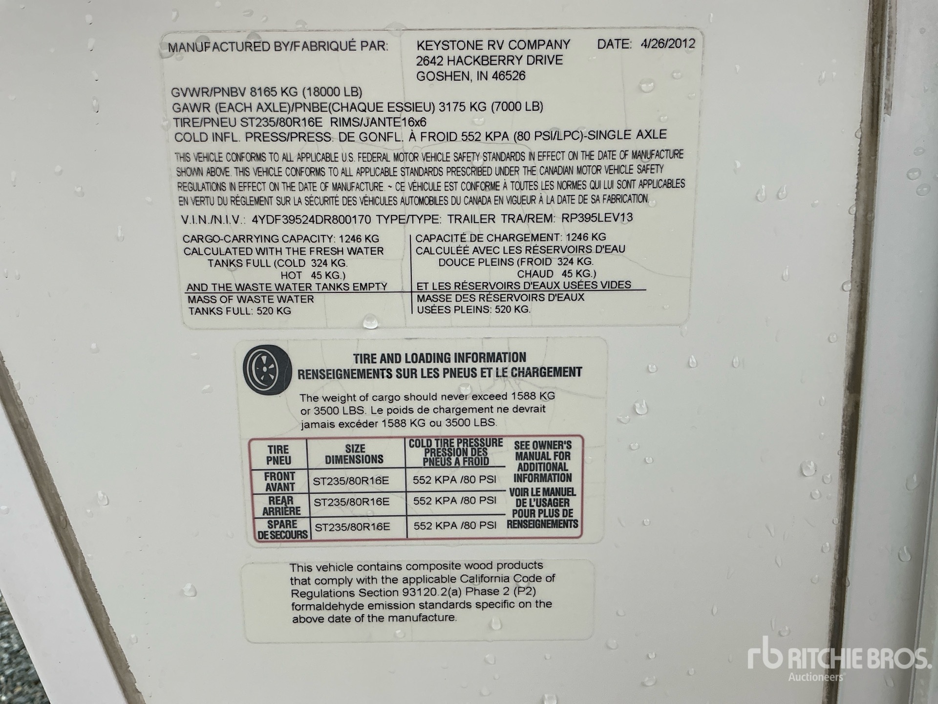 General Appearance with Serial Number / VIN