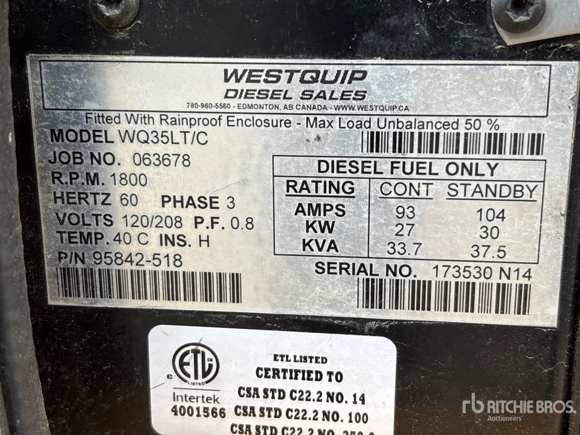 General Appearance with Serial Number / VIN