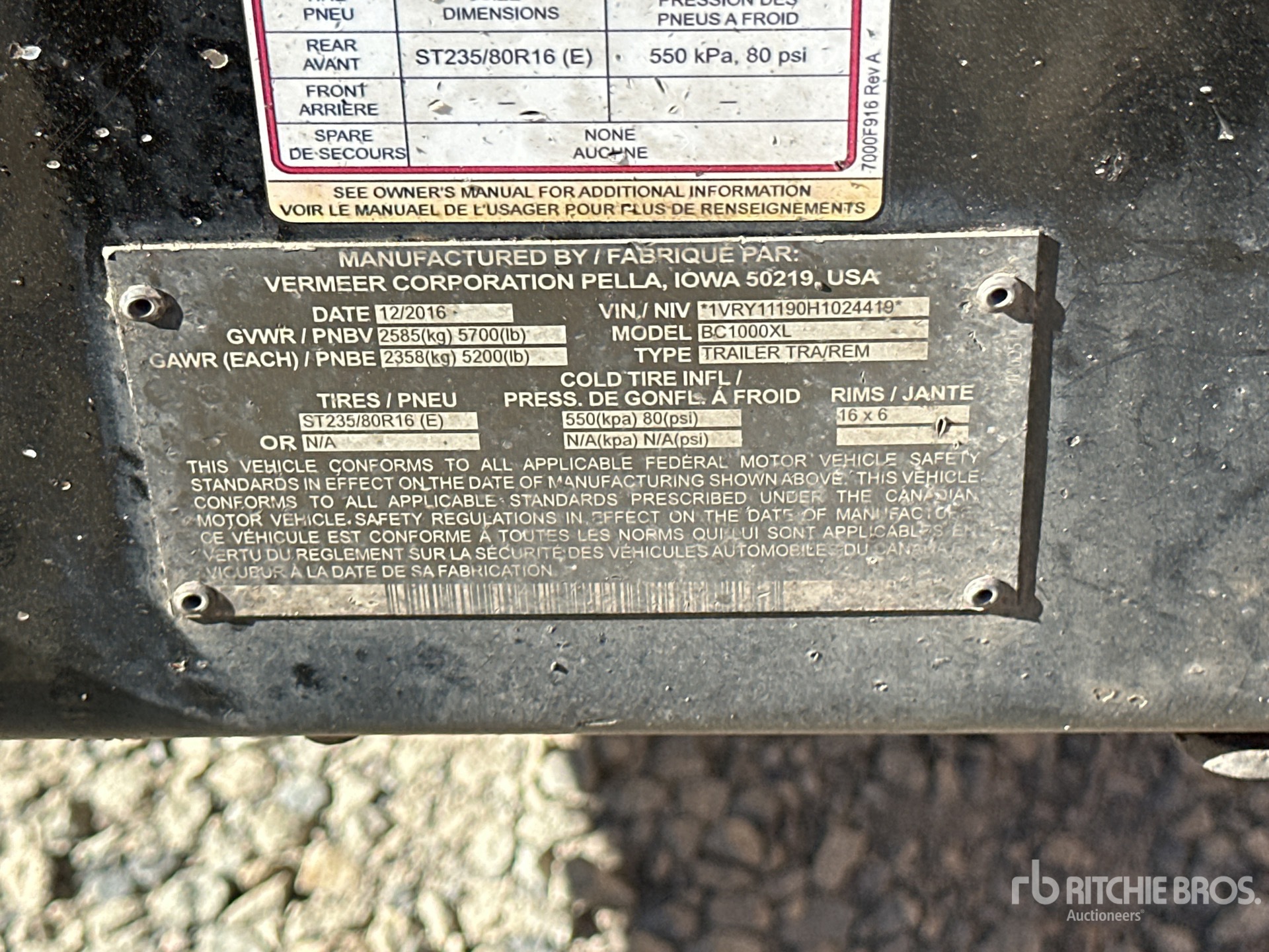 General Appearance with Serial Number / VIN