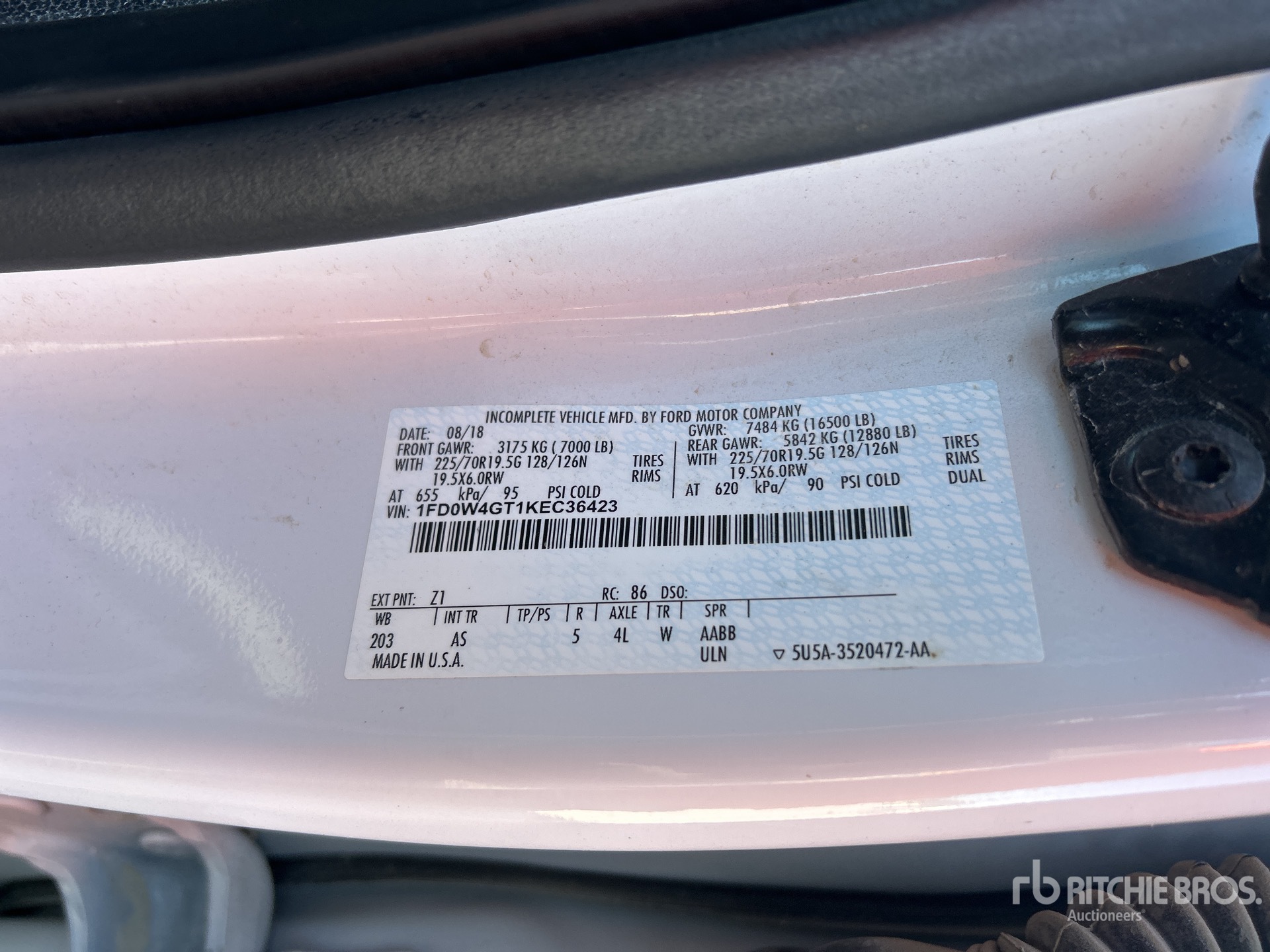 General Appearance with Serial Number / VIN