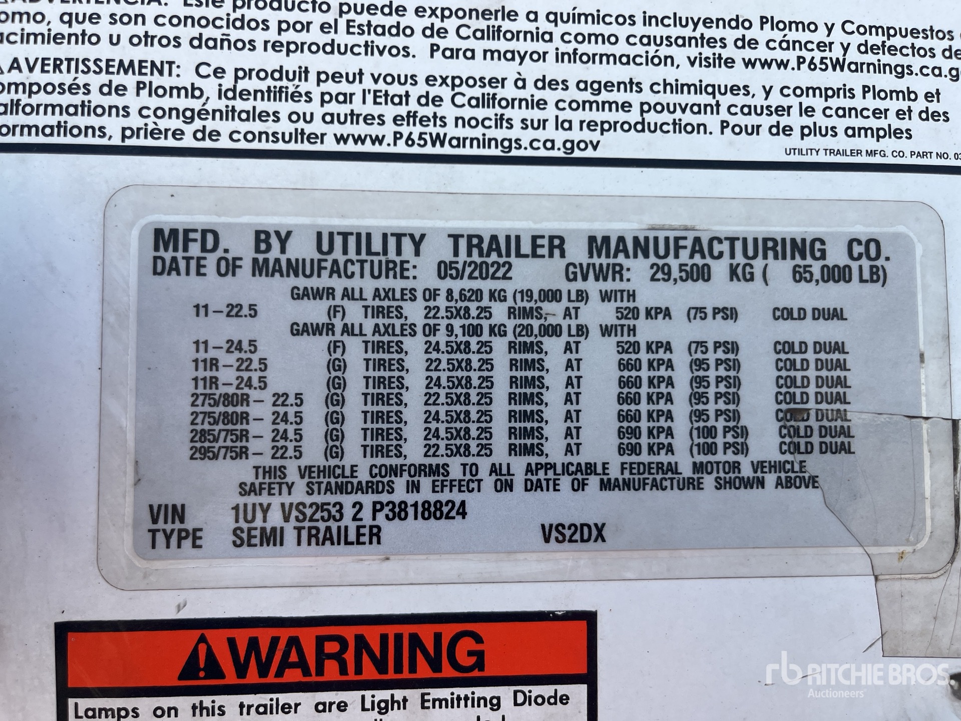 General Appearance with Serial Number / VIN