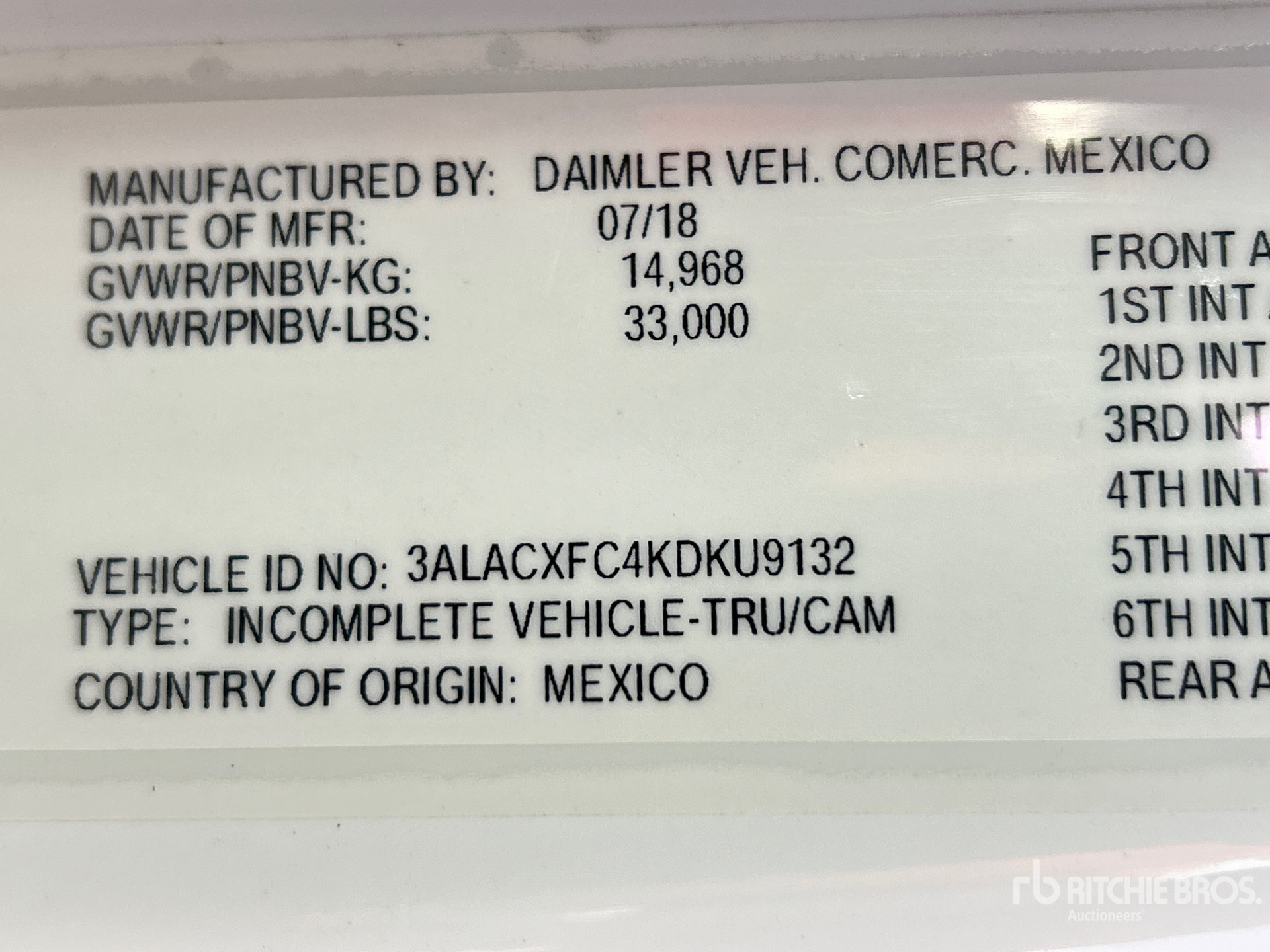 General Appearance with Serial Number / VIN