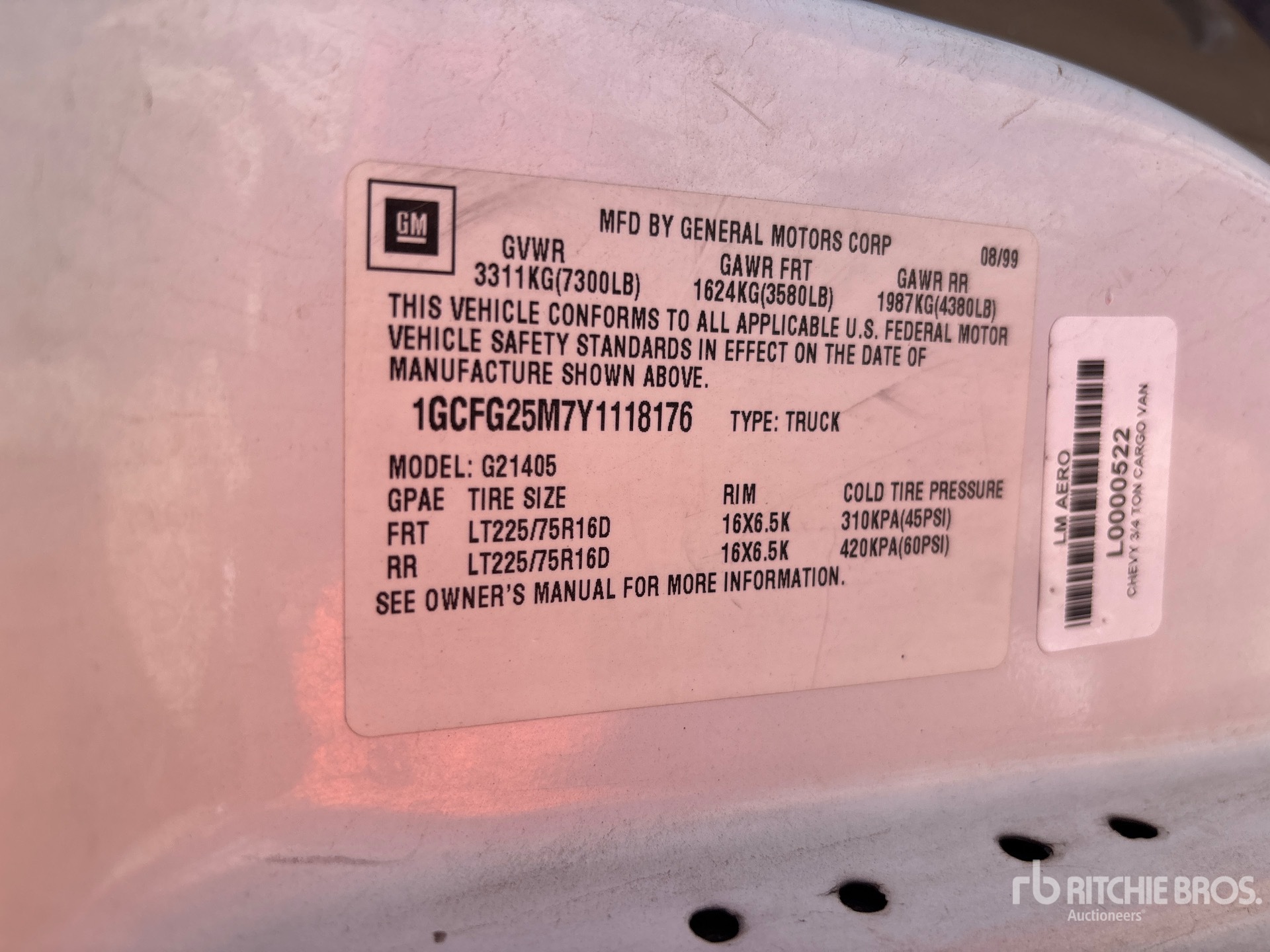 General Appearance with Serial Number / VIN