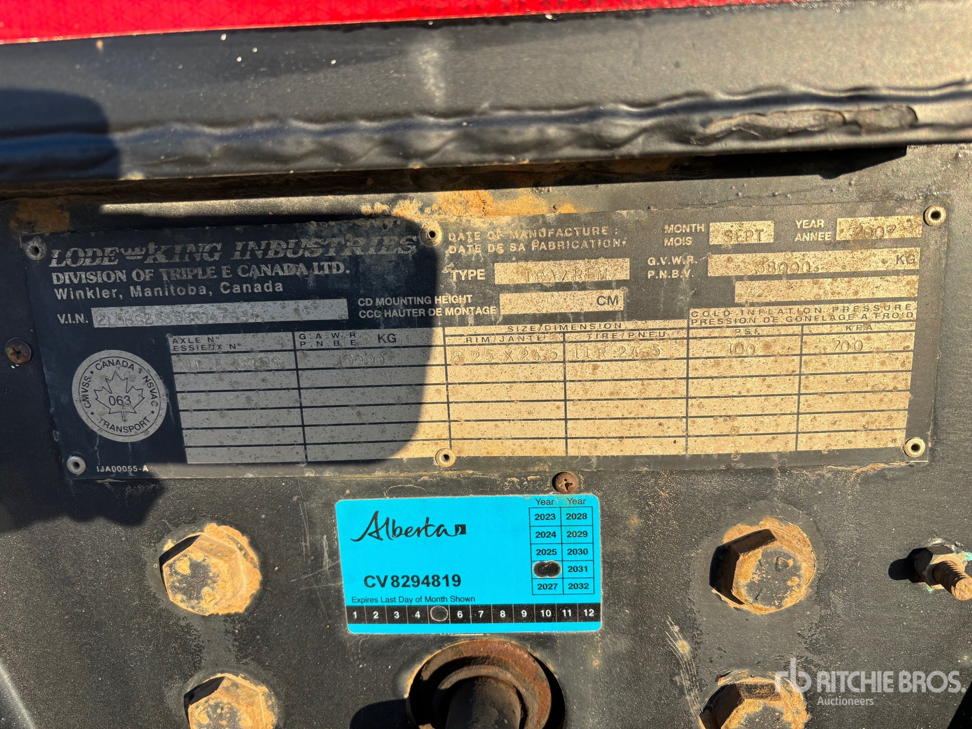 General Appearance with Serial Number / VIN