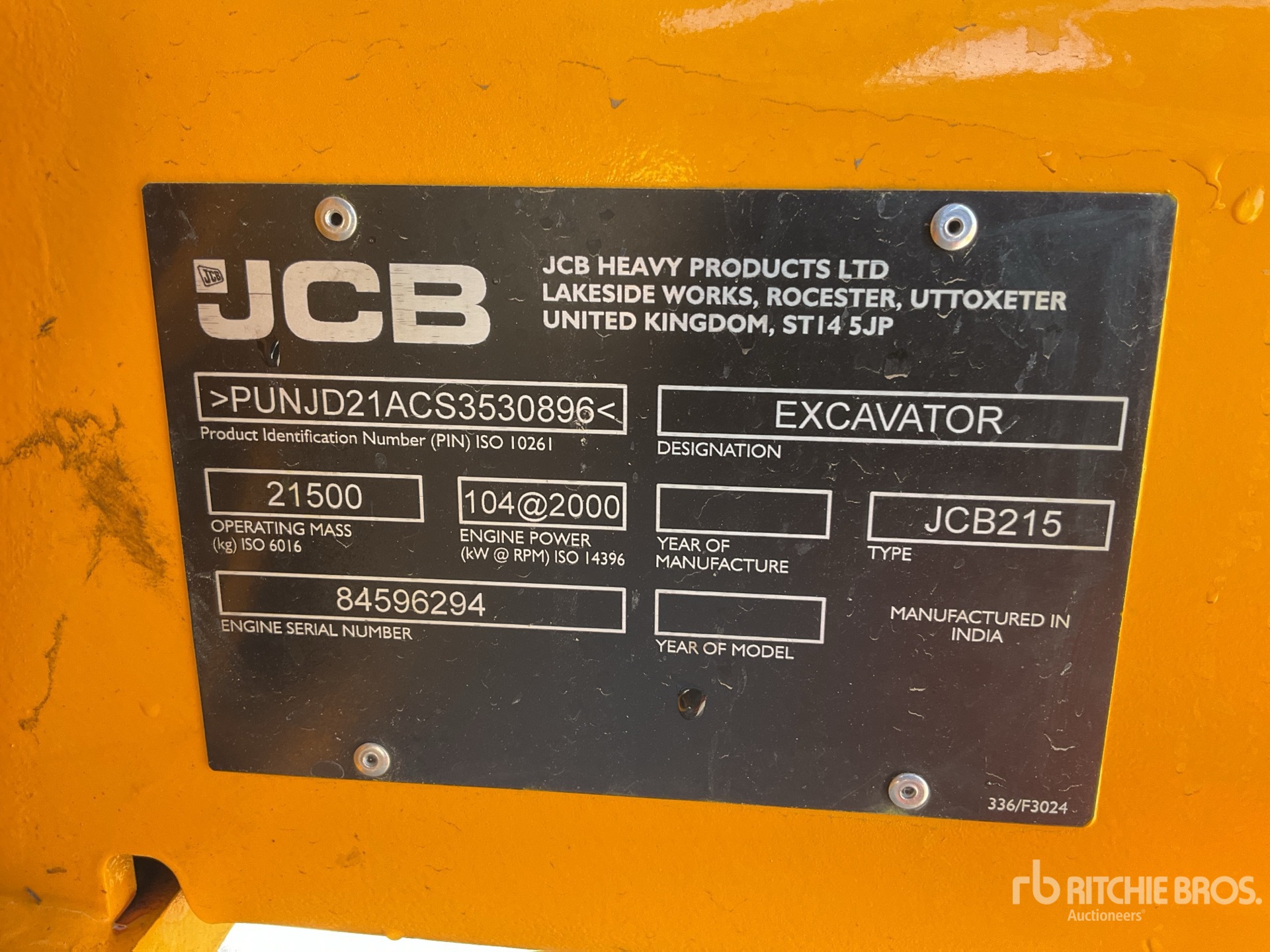 General Appearance with N.º de serie/VIN