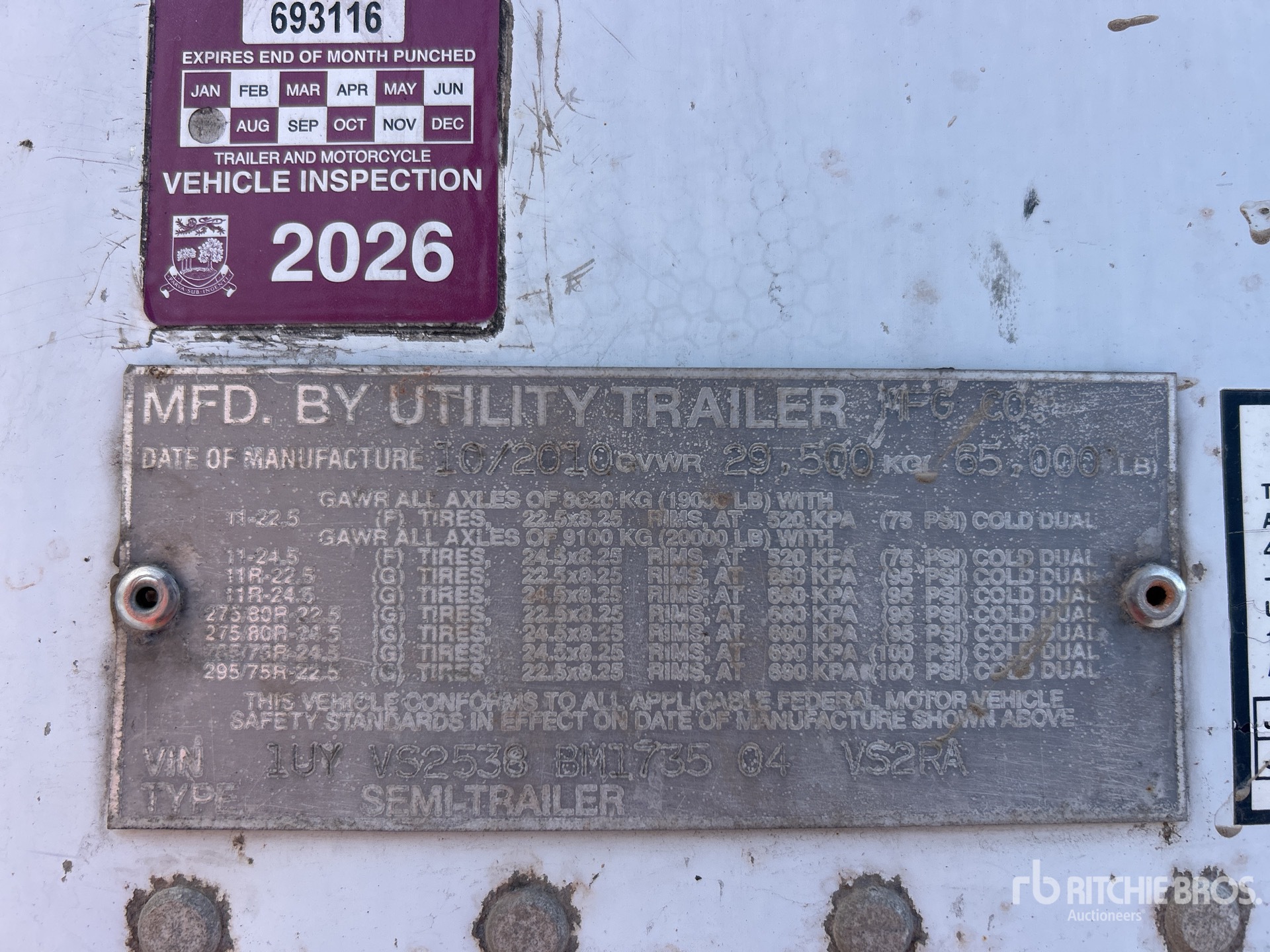 General Appearance with Serial Number / VIN