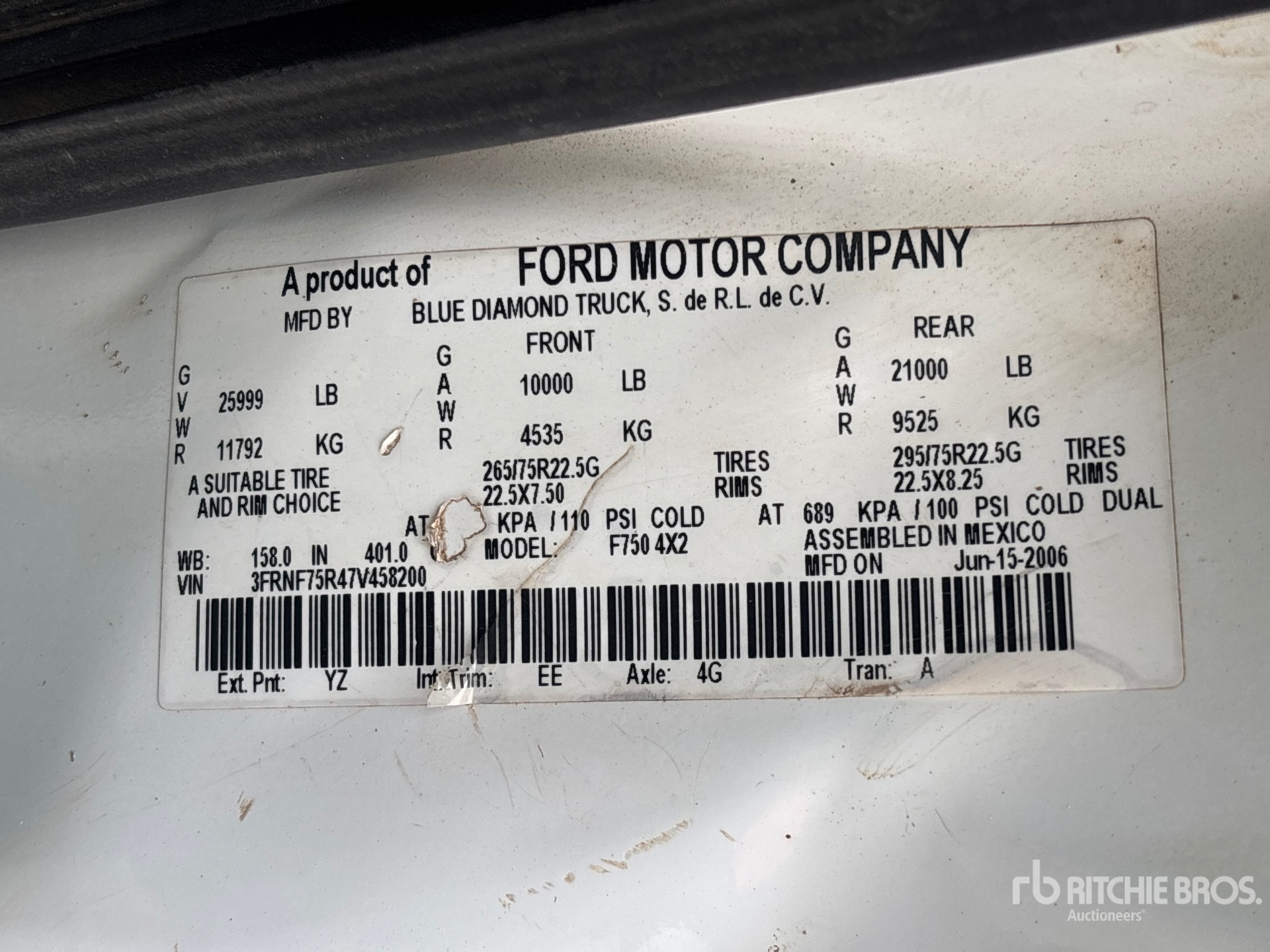 General Appearance with Serial Number / VIN