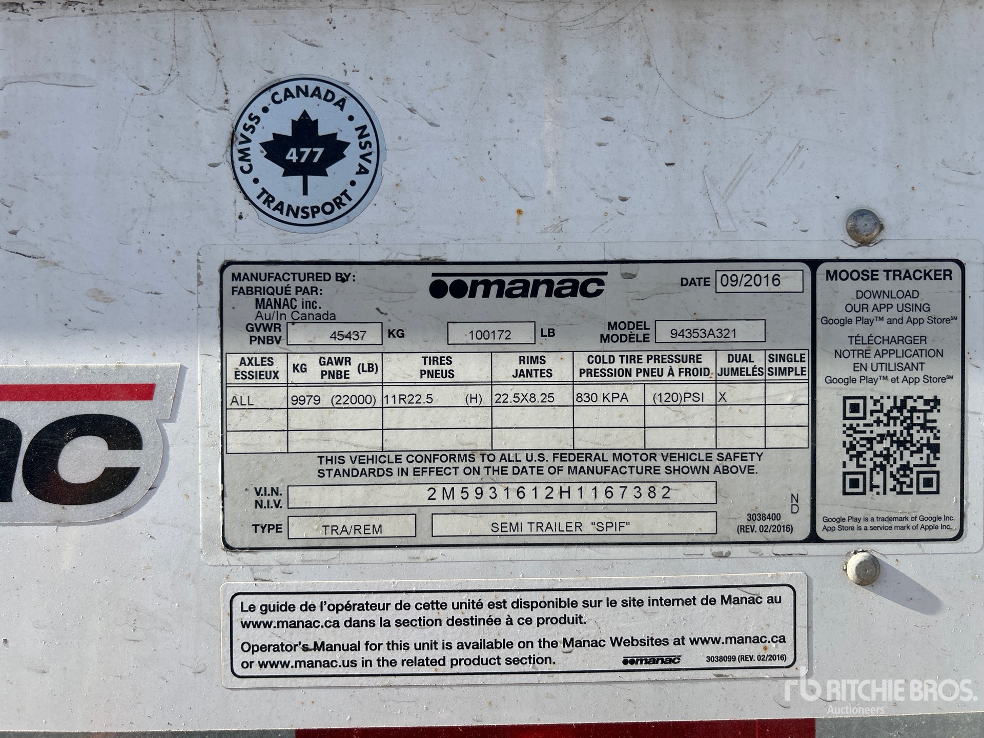 General Appearance with Serial Number / VIN