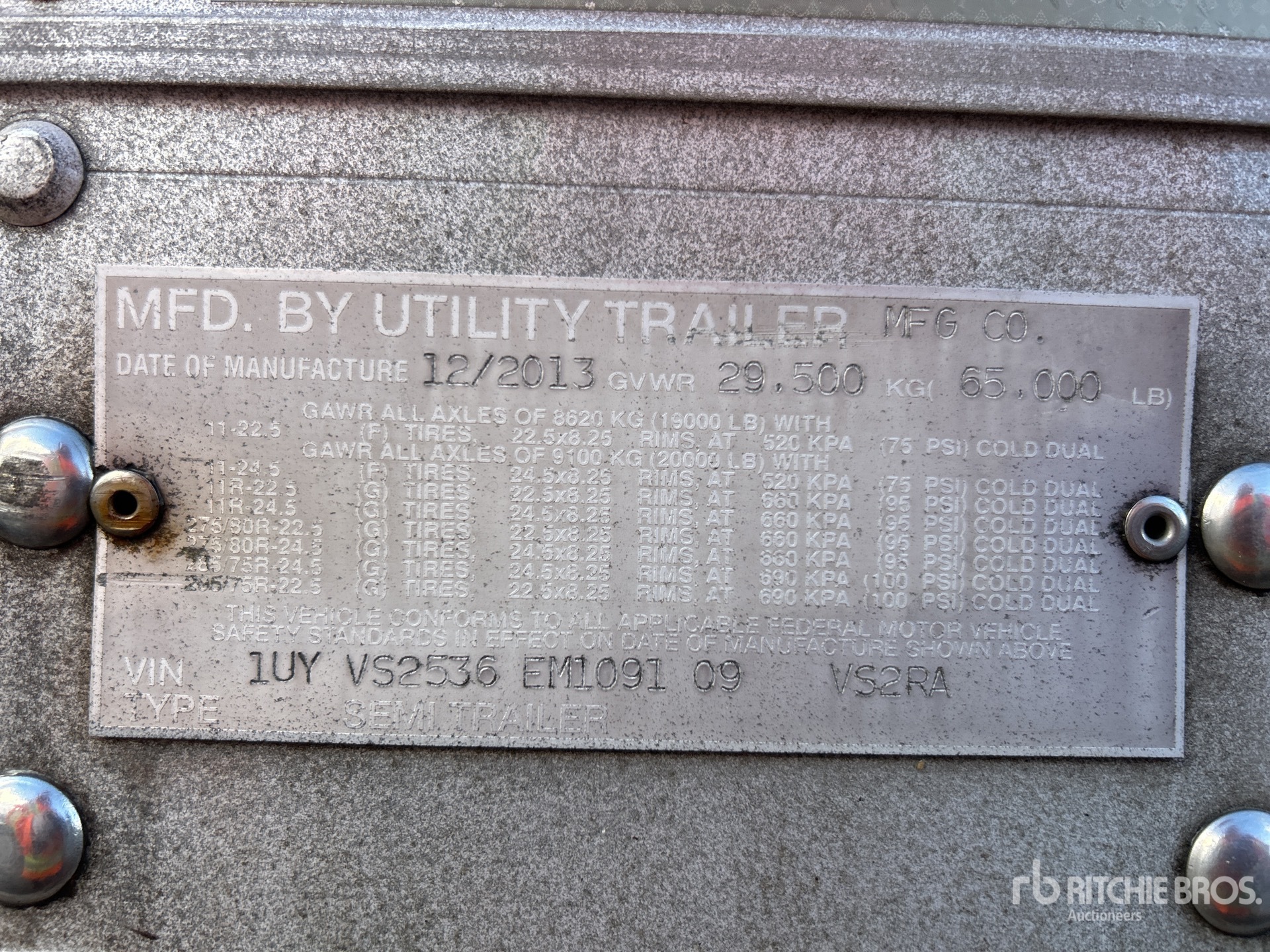 General Appearance with Serial Number / VIN