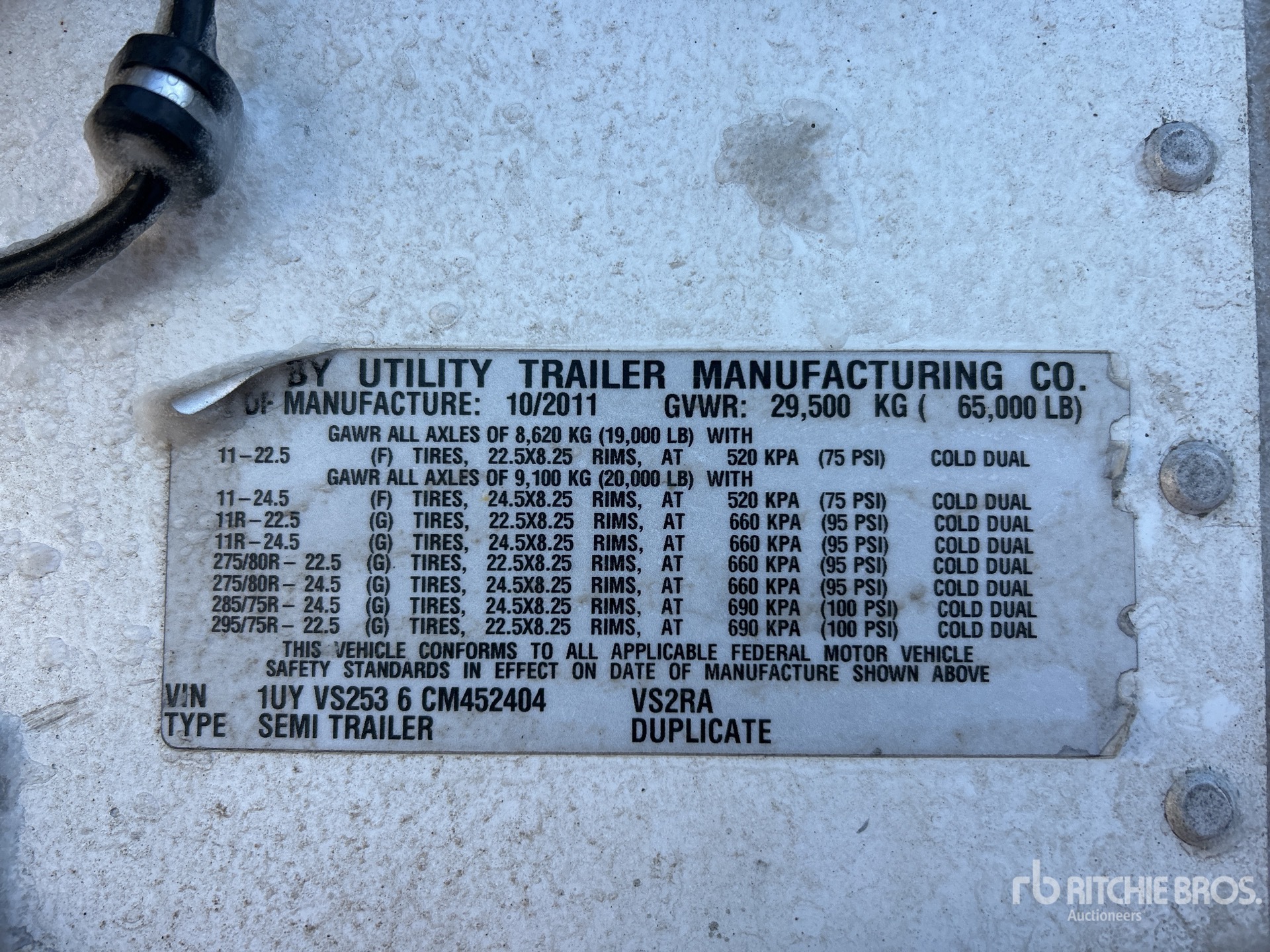 General Appearance with Serial Number / VIN