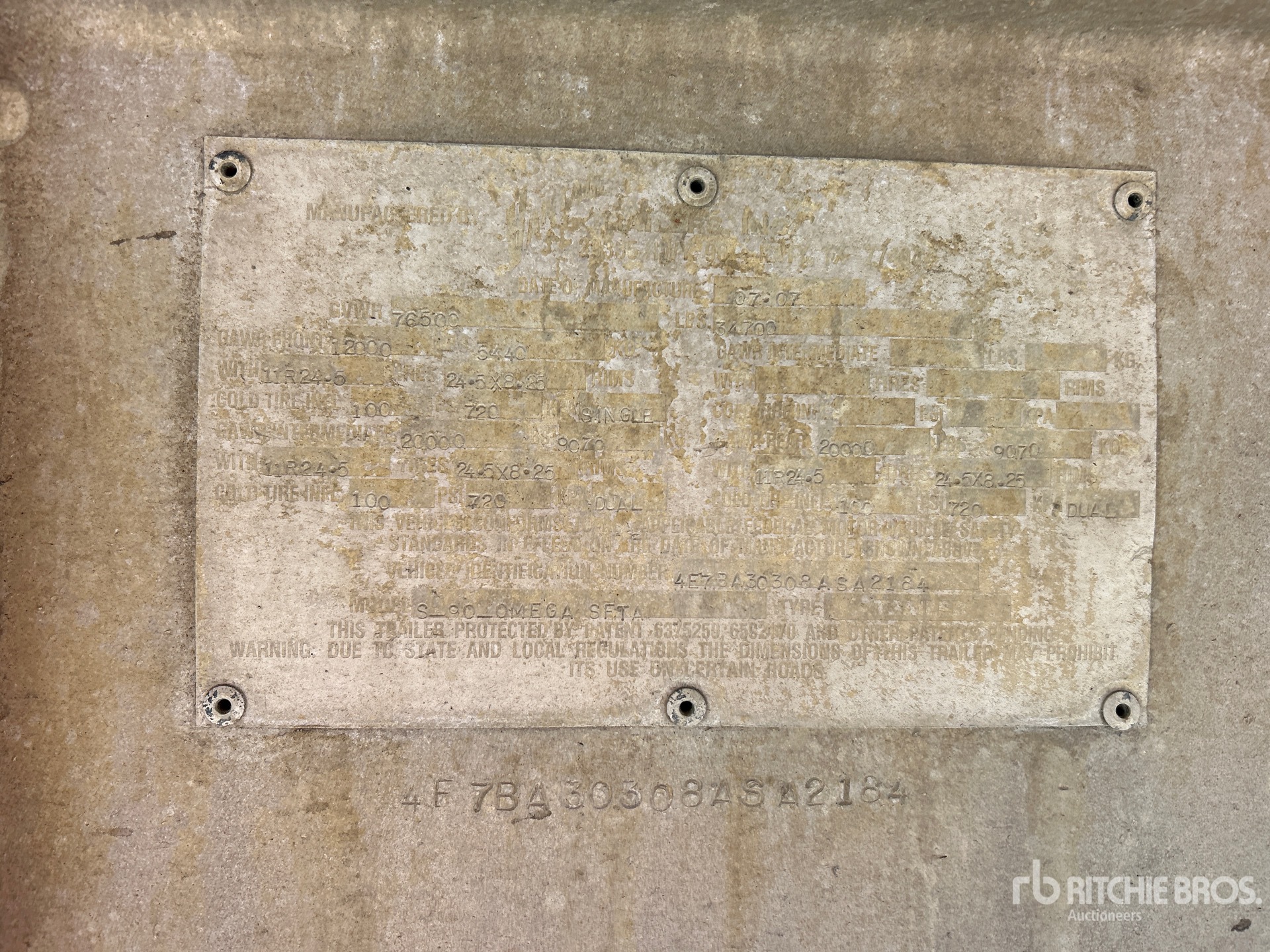 General Appearance with Serial Number / VIN