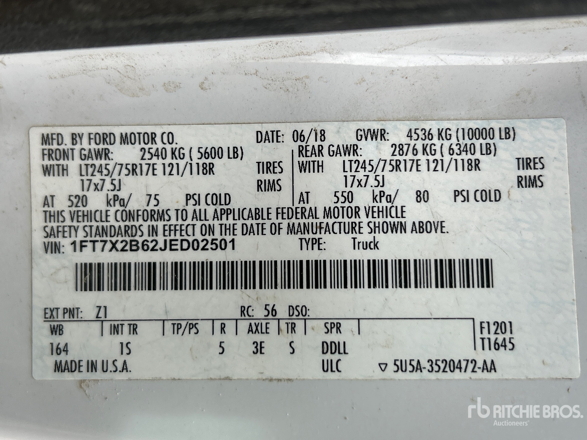 General Appearance with Serial Number / VIN