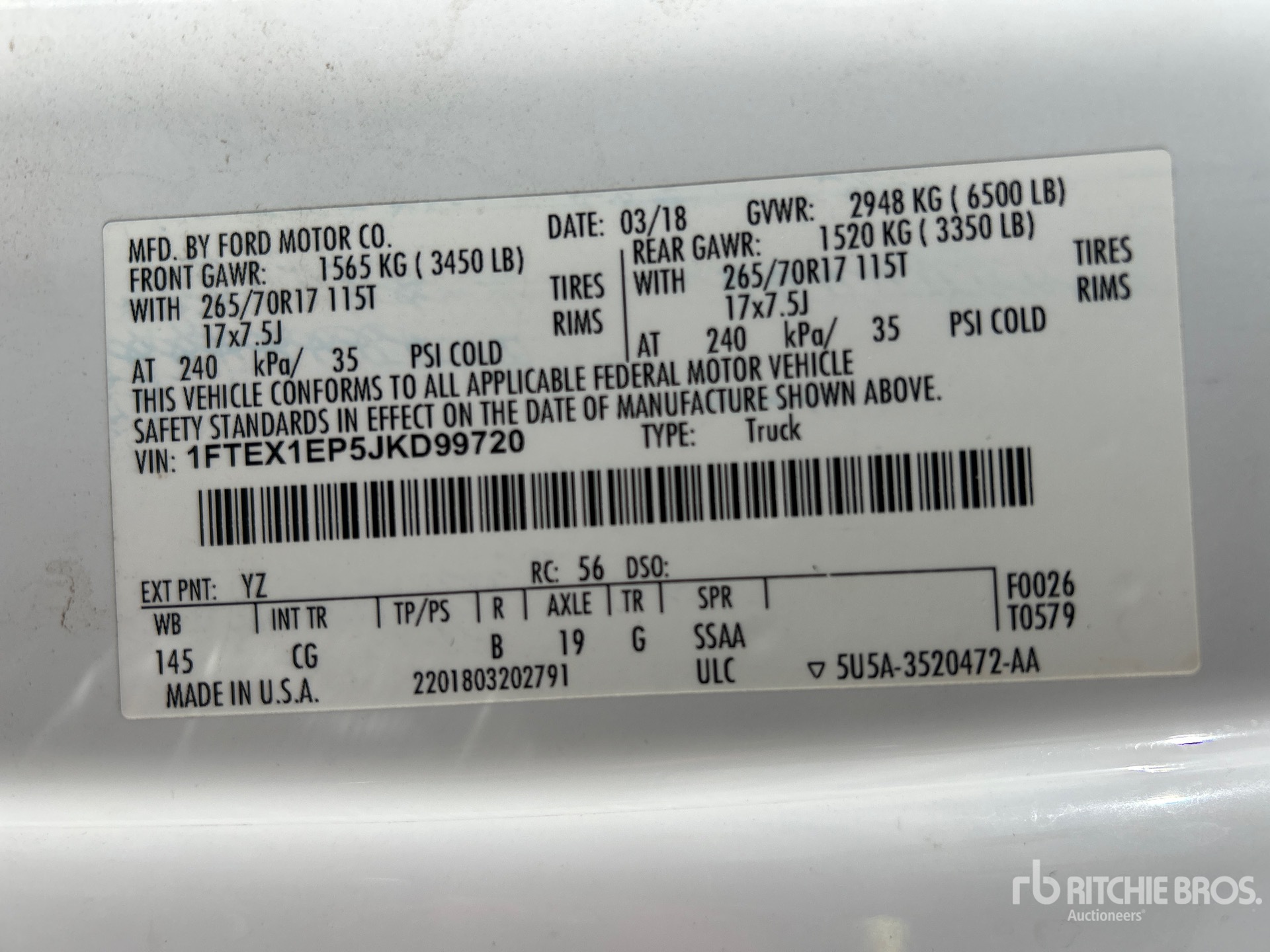 General Appearance with Serial Number / VIN