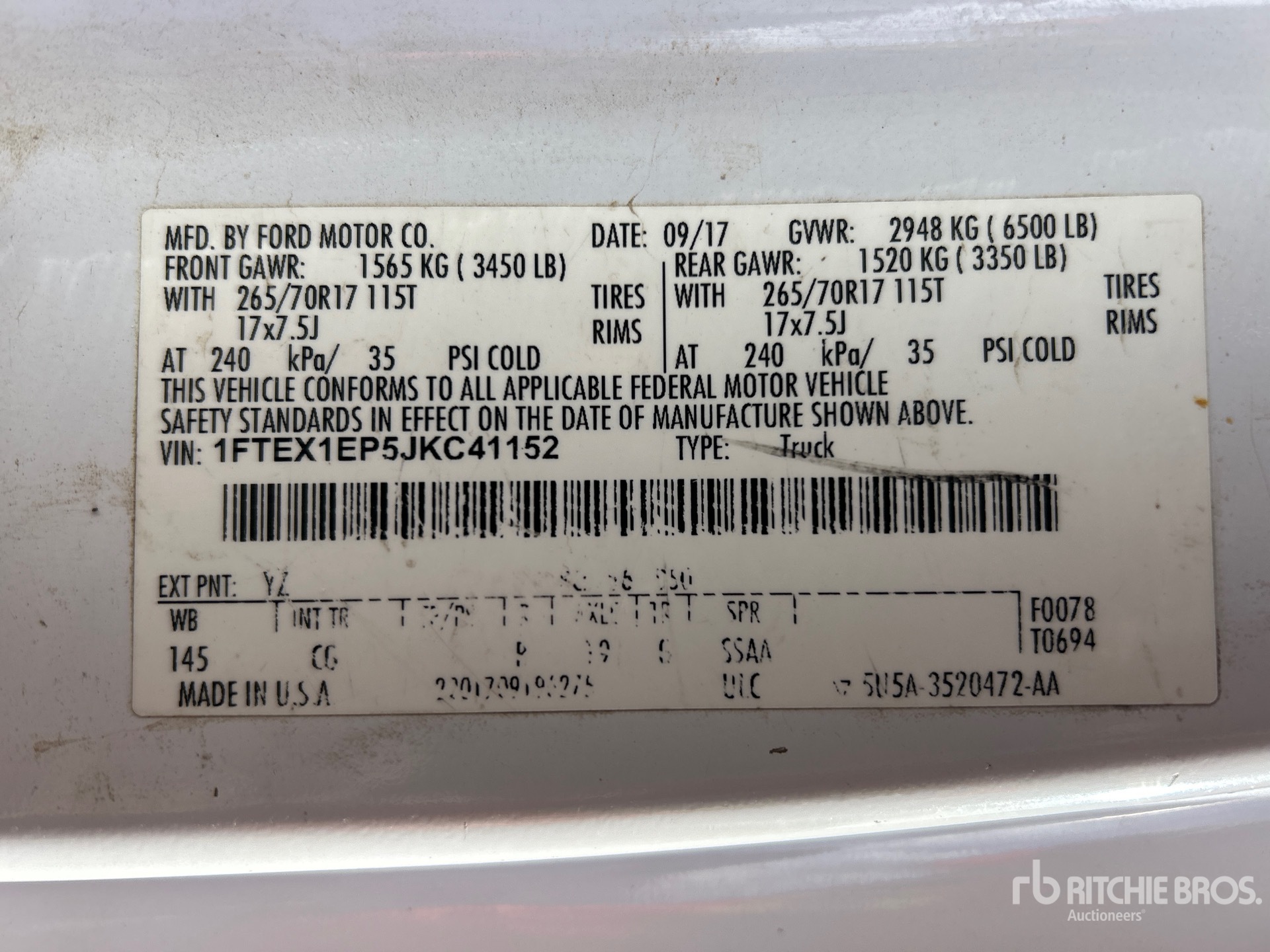 General Appearance with Serial Number / VIN