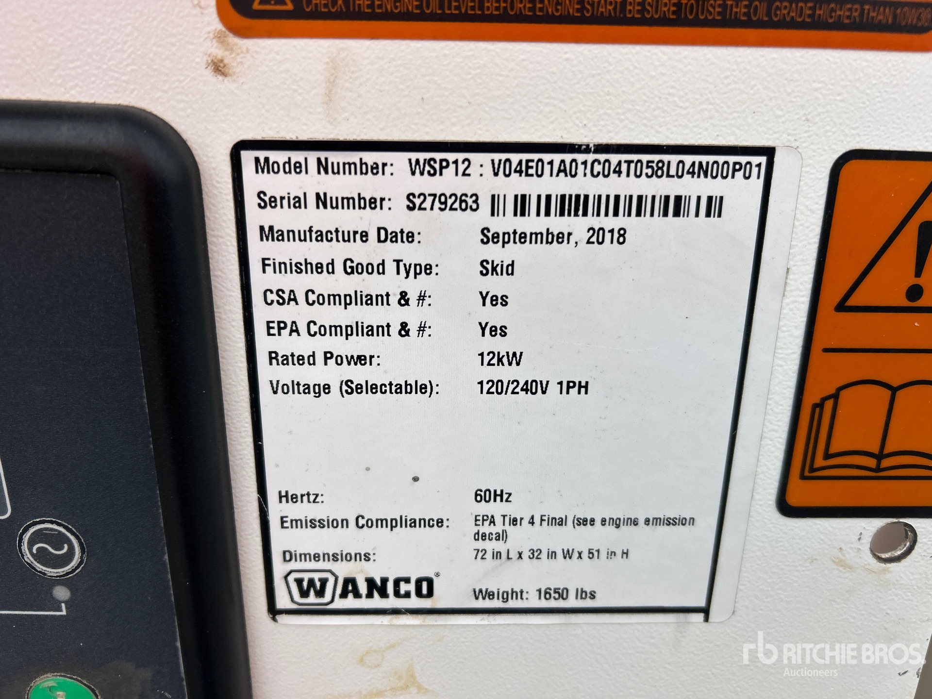 General Appearance with Serial Number / VIN