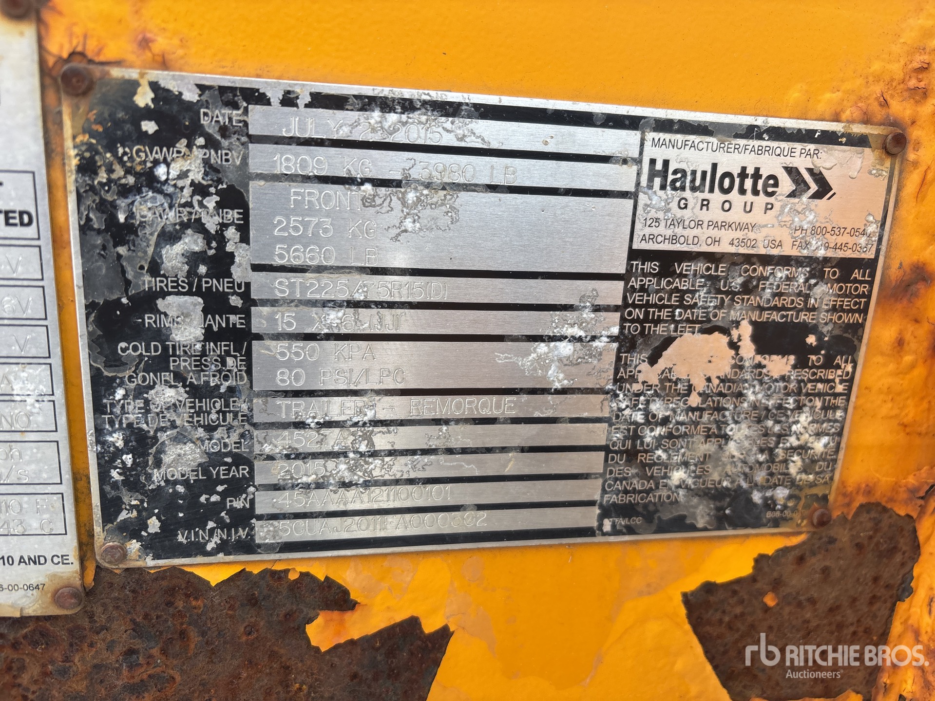 General Appearance with Serial Number / VIN