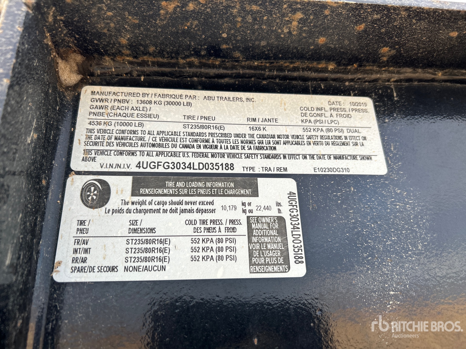 General Appearance with Serial Number / VIN