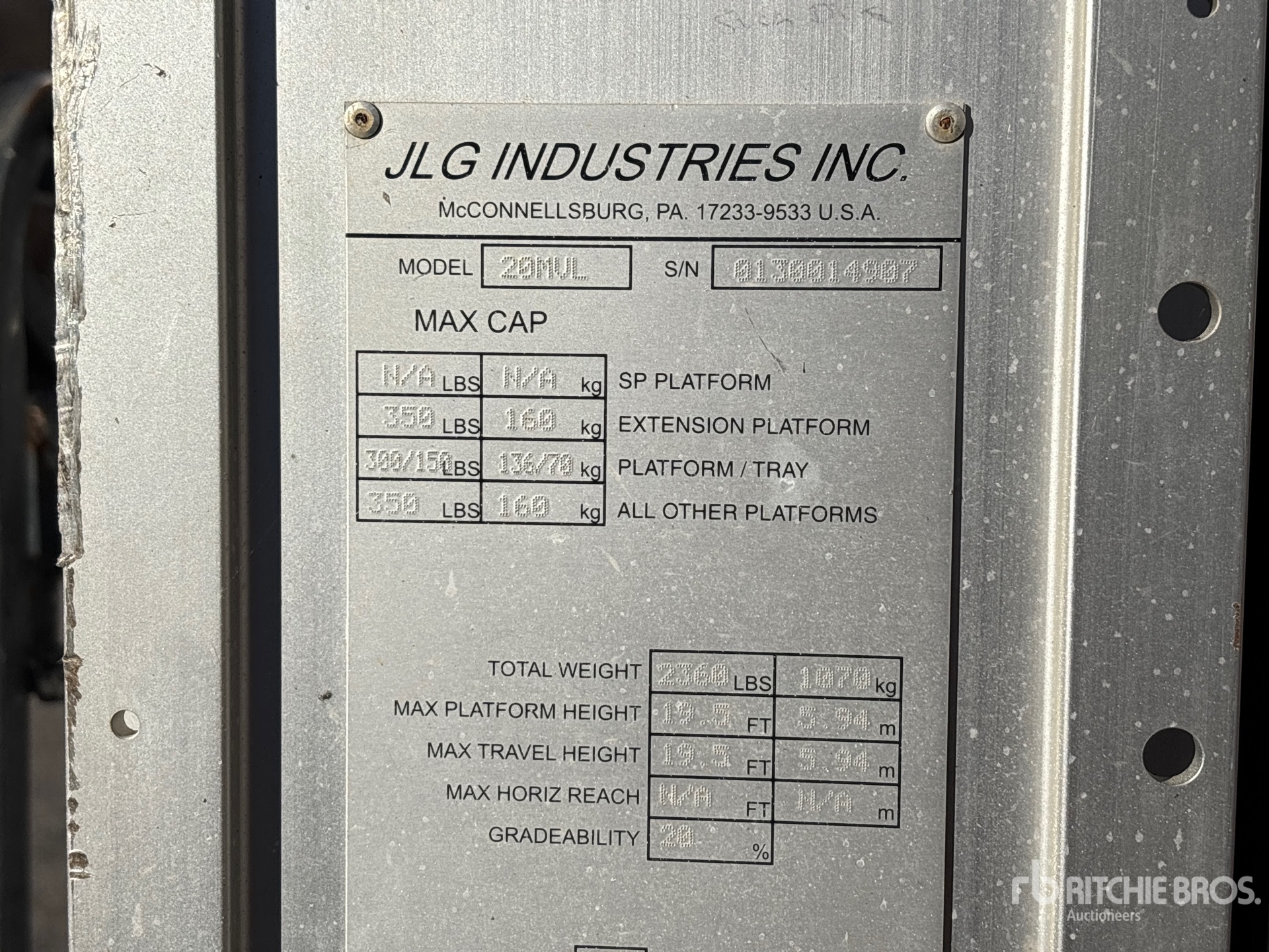 General Appearance with Serial Number / VIN