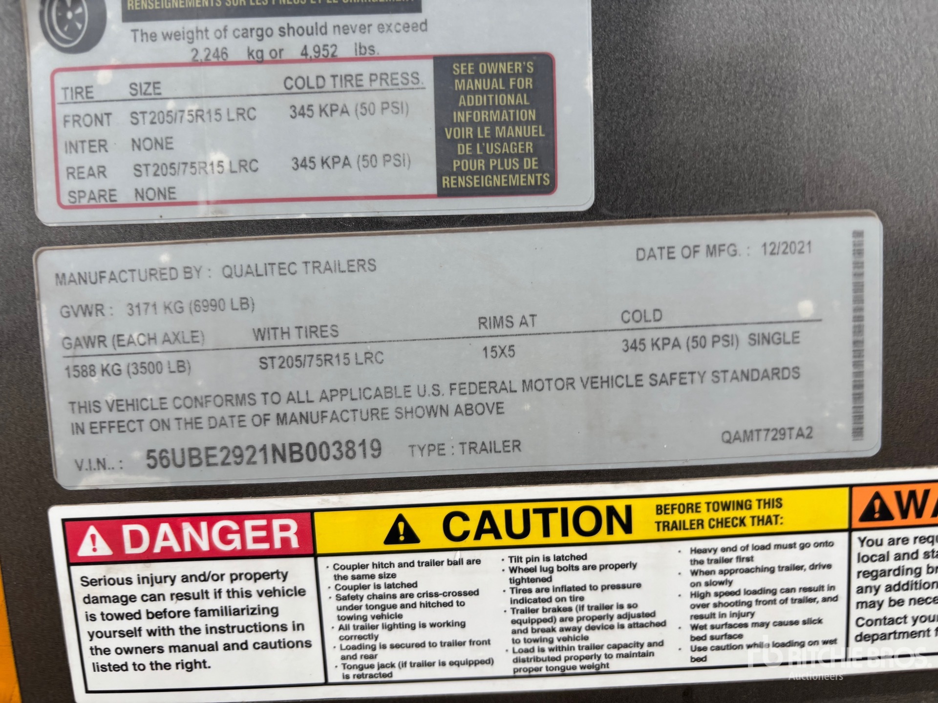 General Appearance with Serial Number / VIN