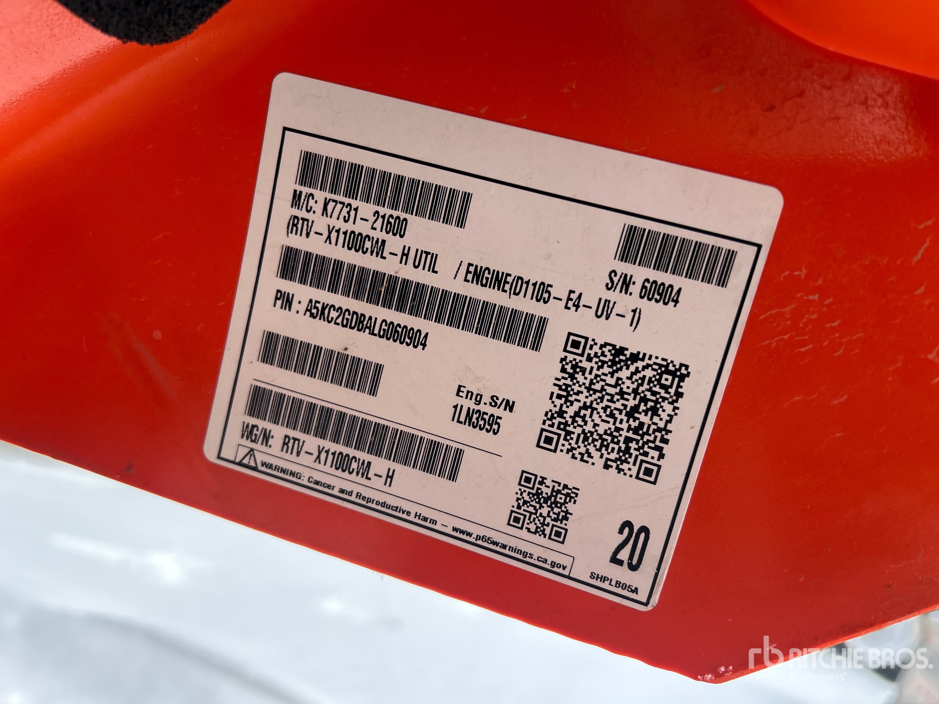 General Appearance with Serial Number / VIN