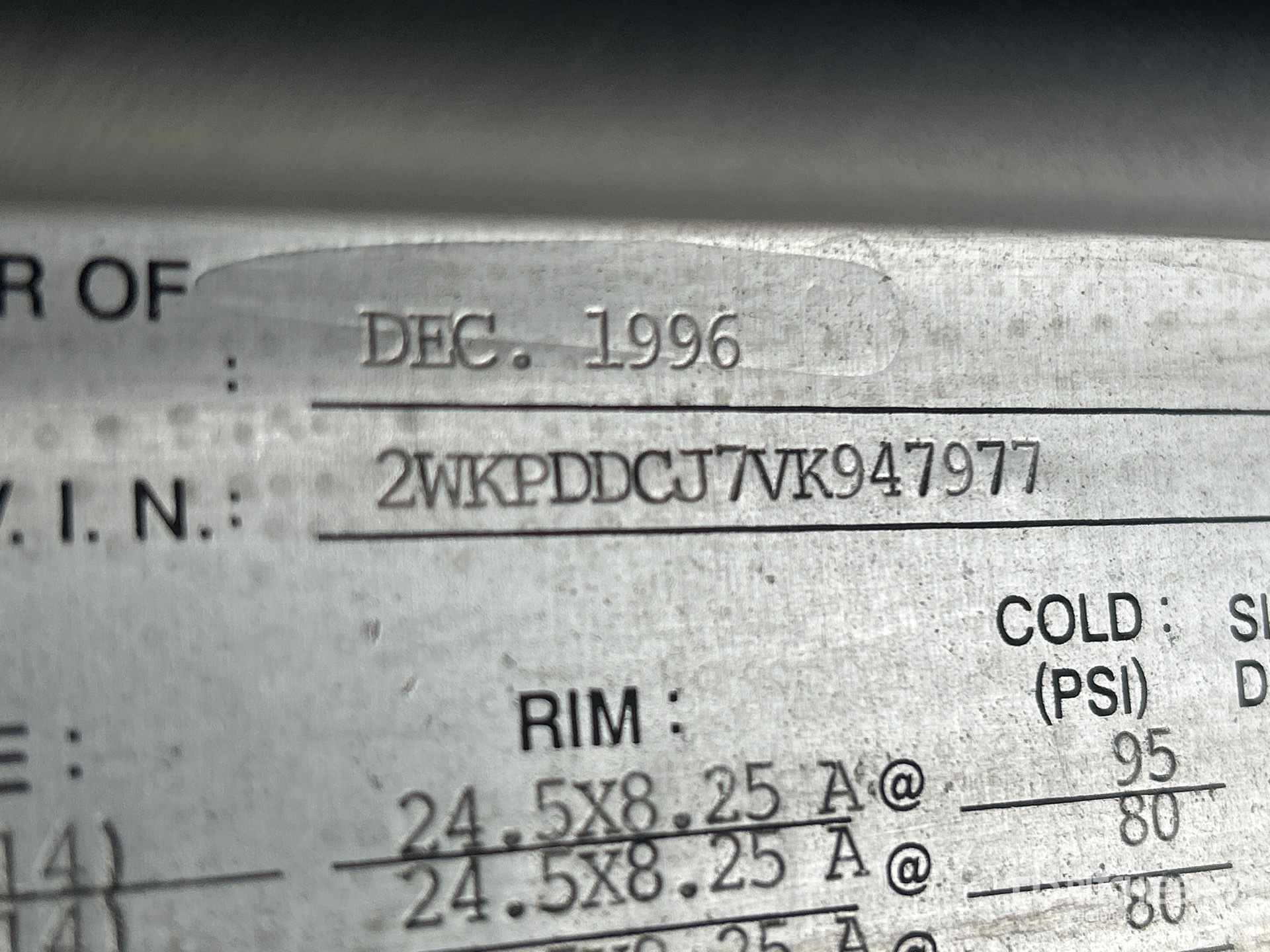 General Appearance with N.º de serie/VIN