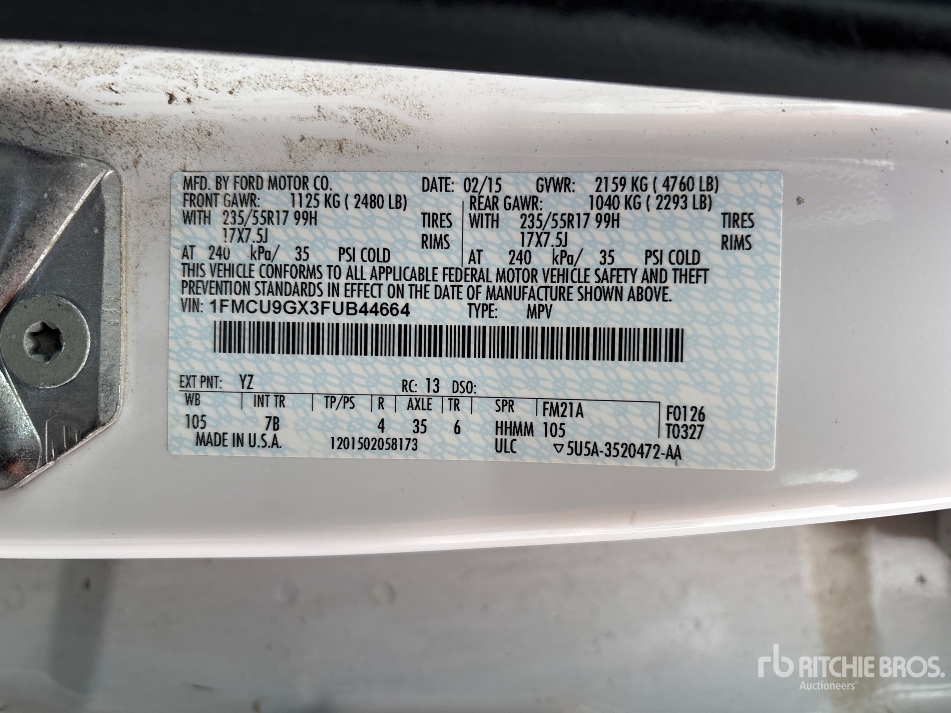 General Appearance with Serial Number / VIN