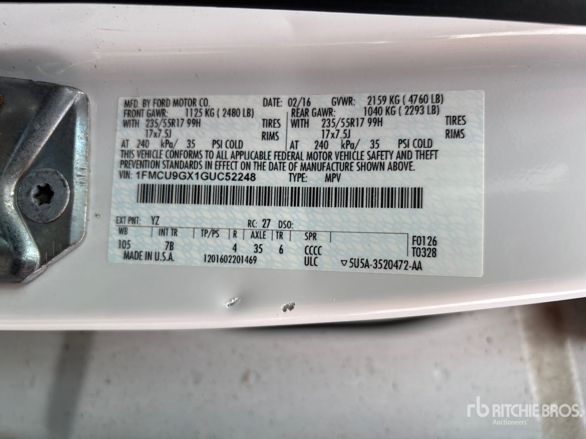 General Appearance with Serial Number / VIN