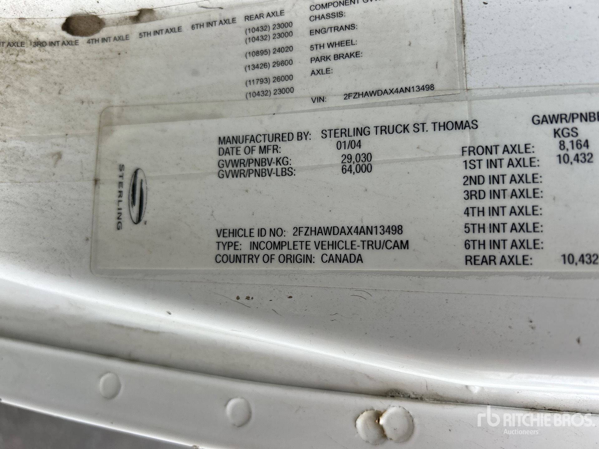 General Appearance with Serial Number / VIN