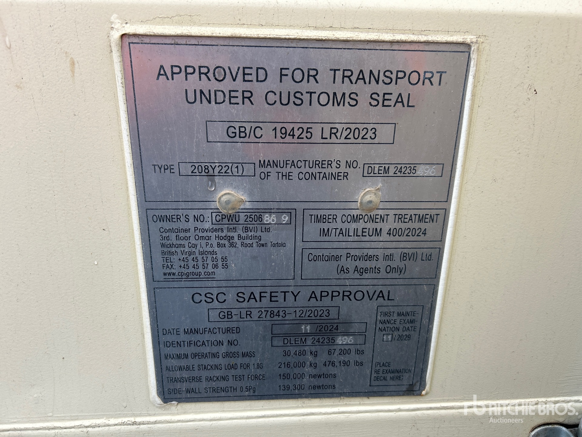 General Appearance with Serial Number / VIN