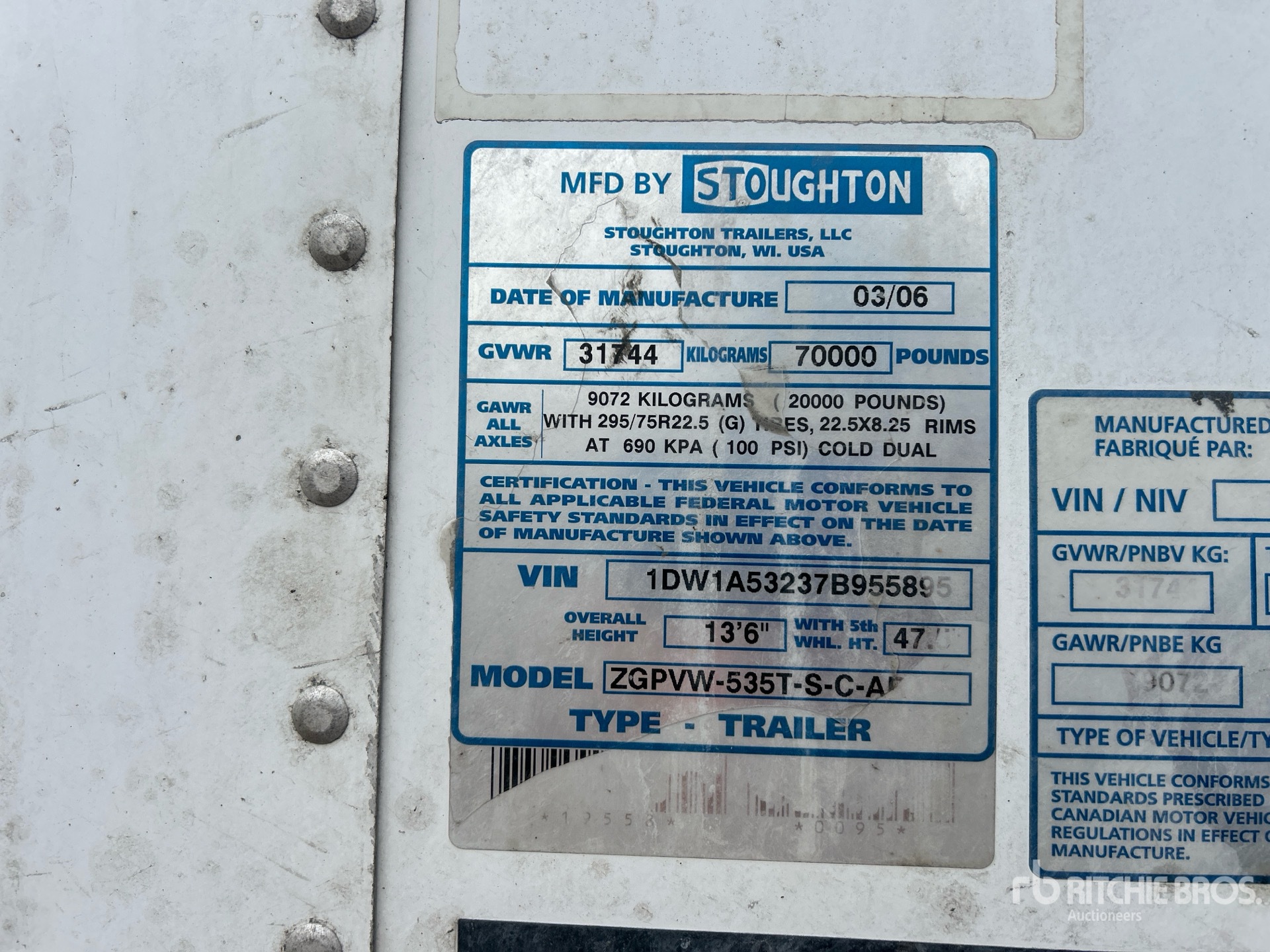 General Appearance with Serial Number / VIN