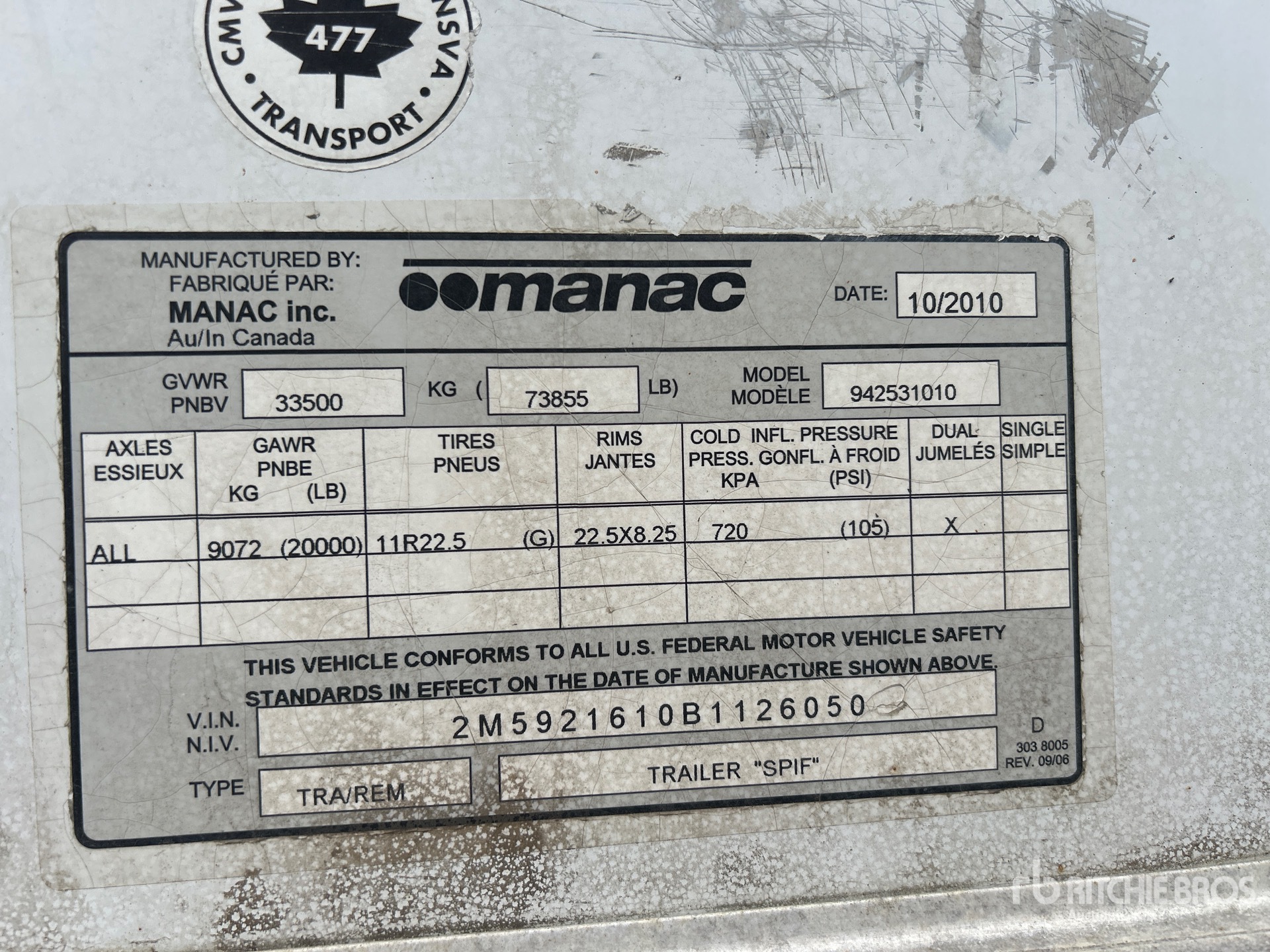 General Appearance with Serial Number / VIN