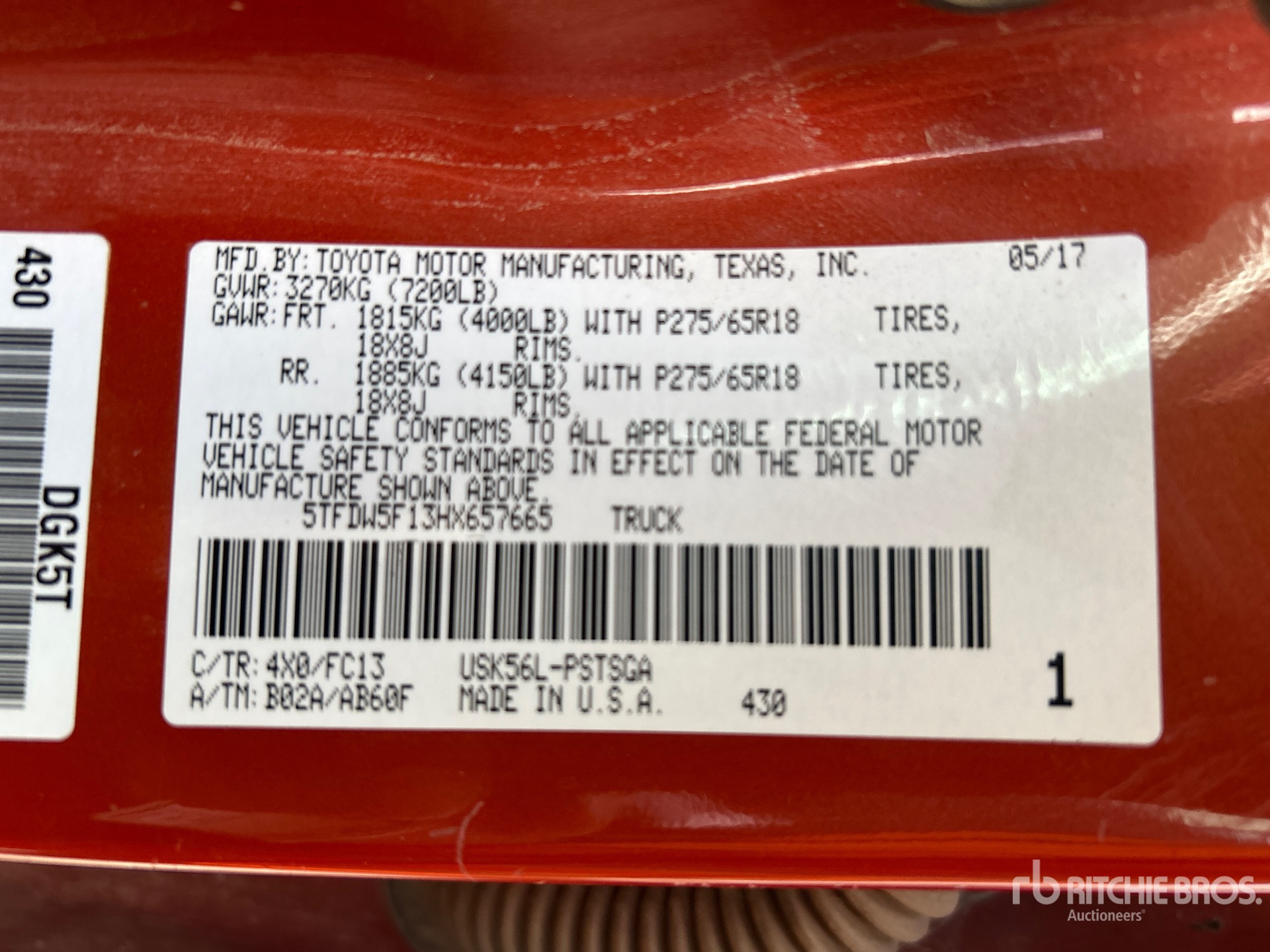 General Appearance with Serial Number / VIN