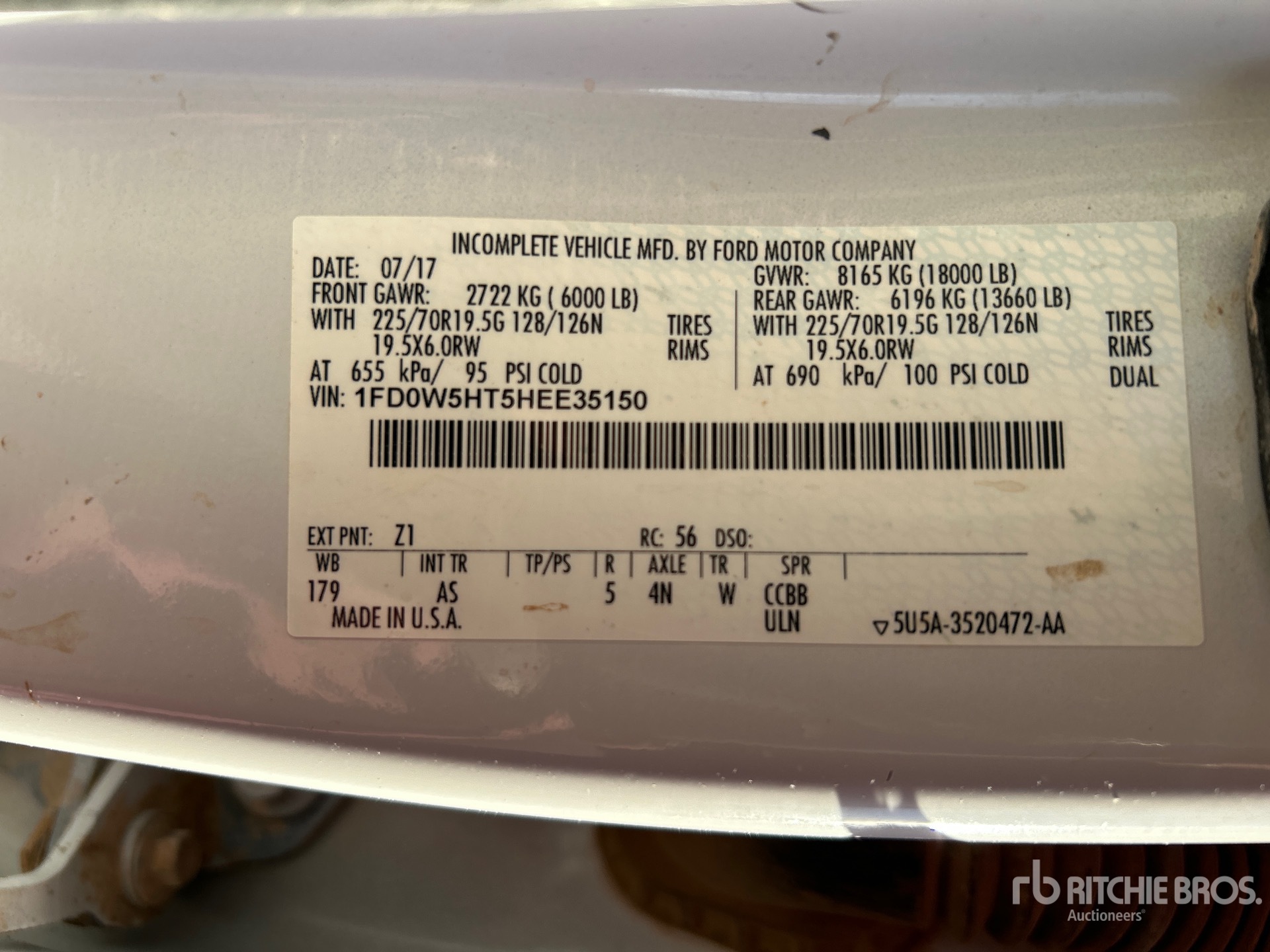 General Appearance with Serial Number / VIN