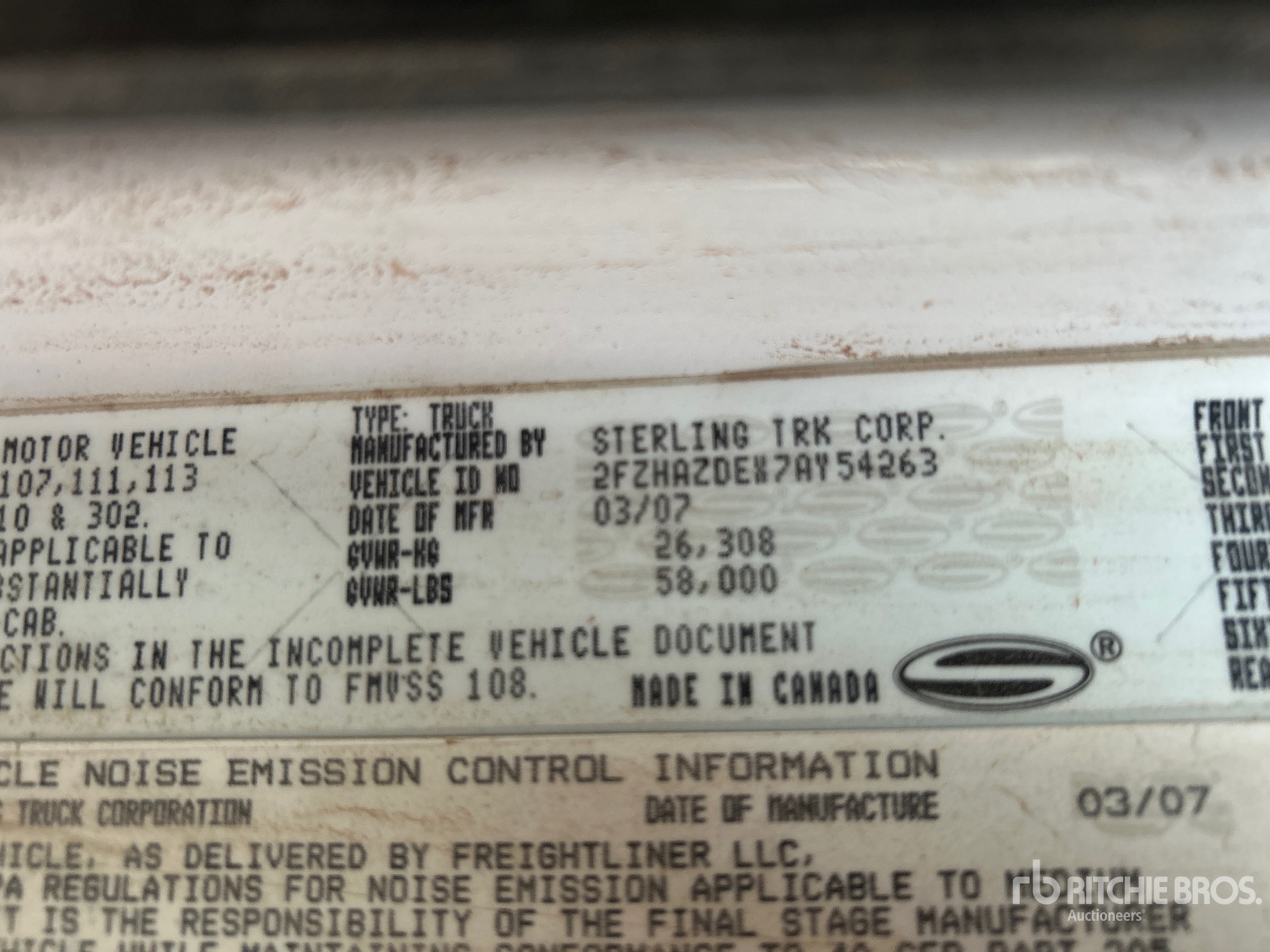 General Appearance with Serial Number / VIN