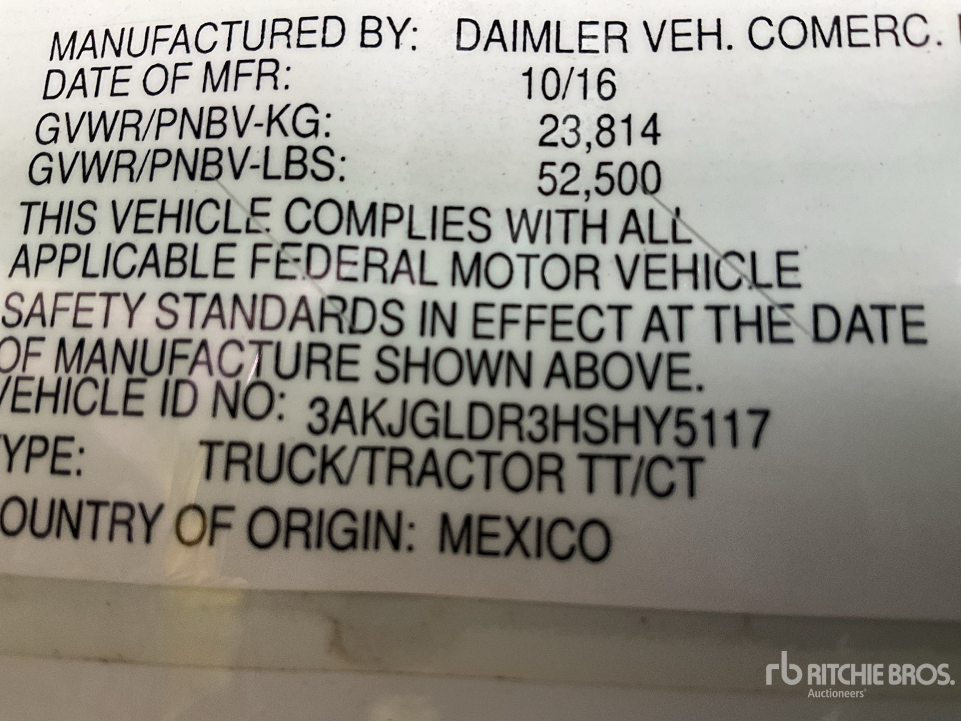 General Appearance with Serial Number / VIN