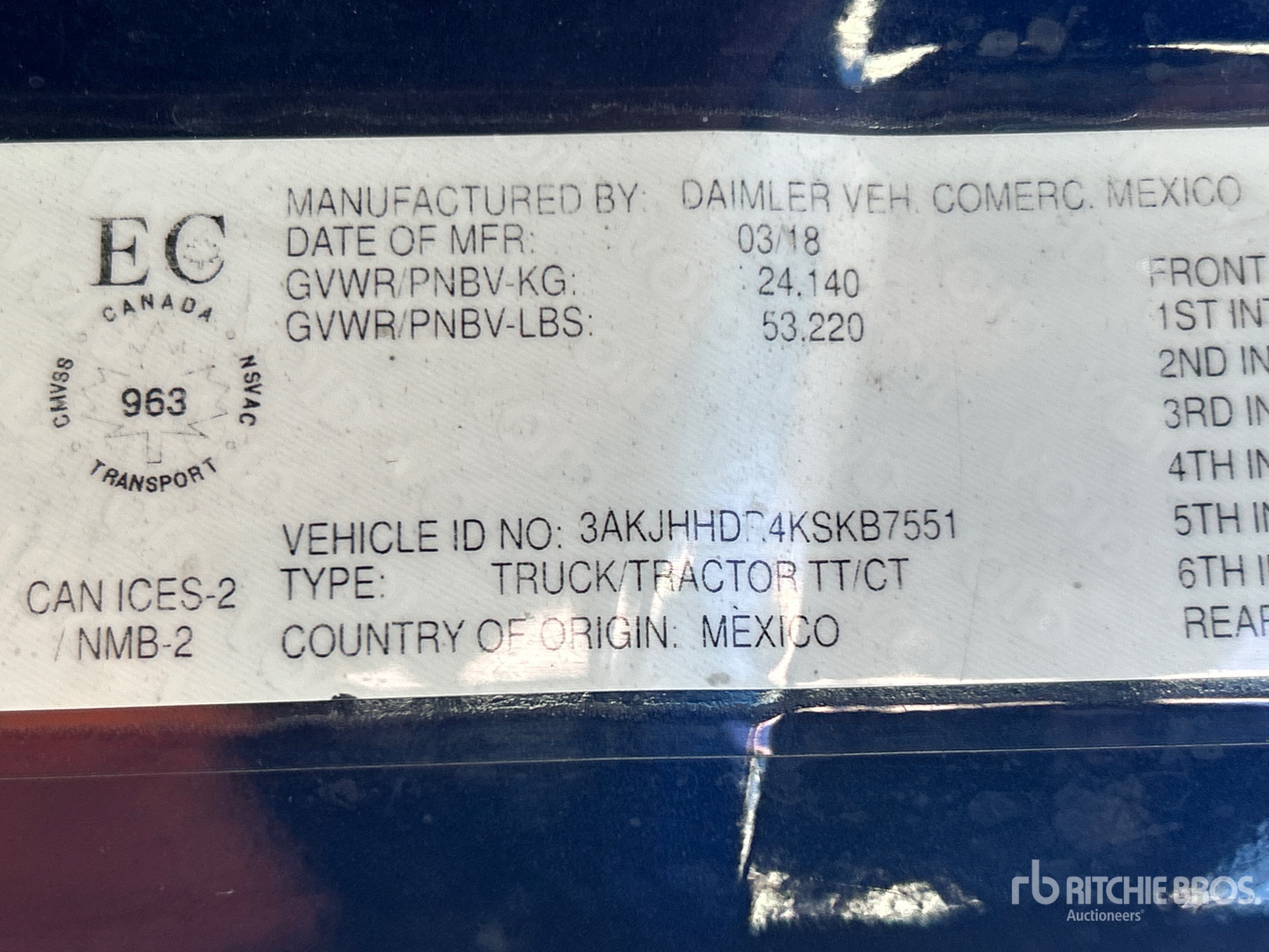 General Appearance with Serial Number / VIN