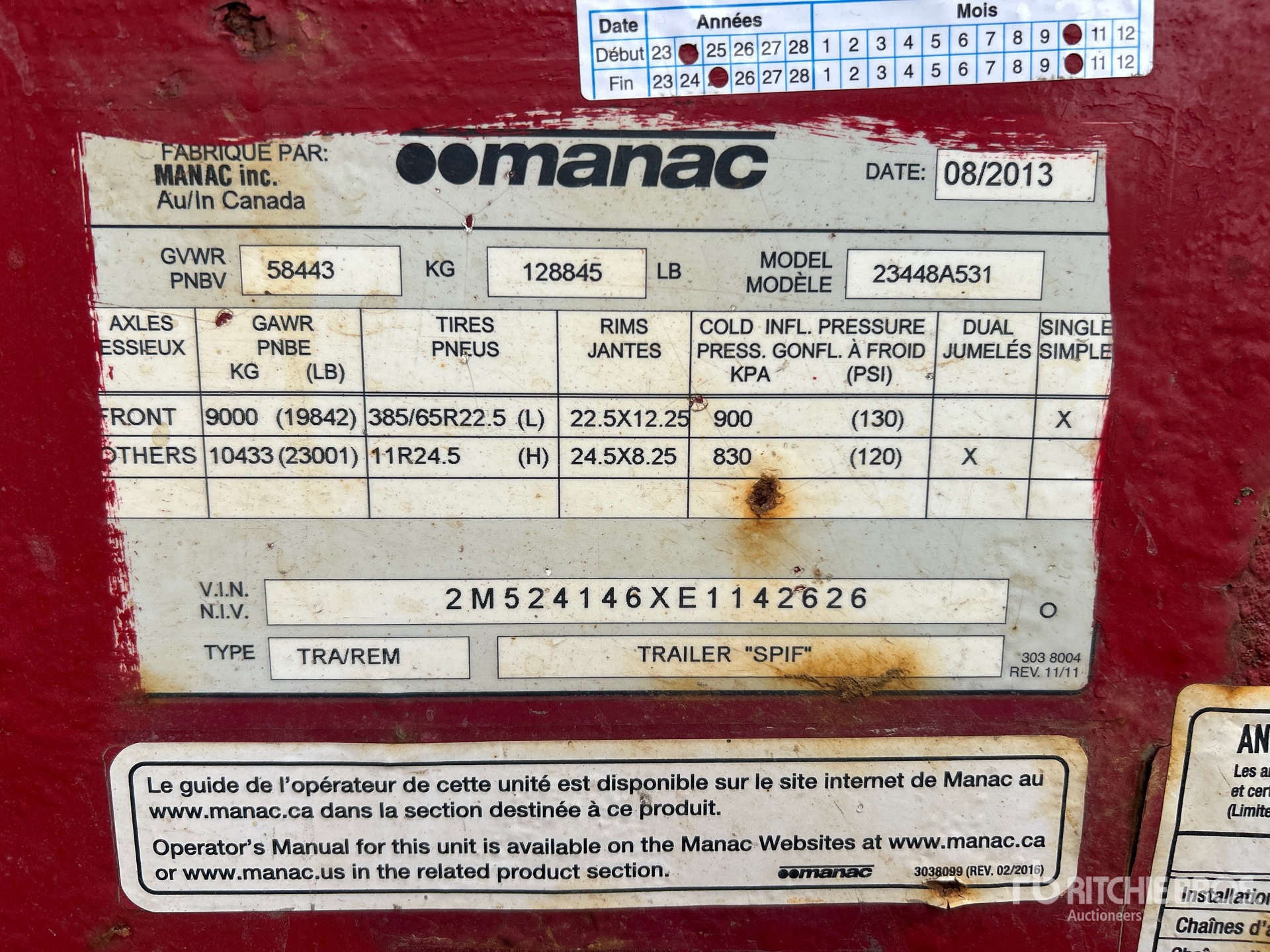 General Appearance with Serial Number / VIN