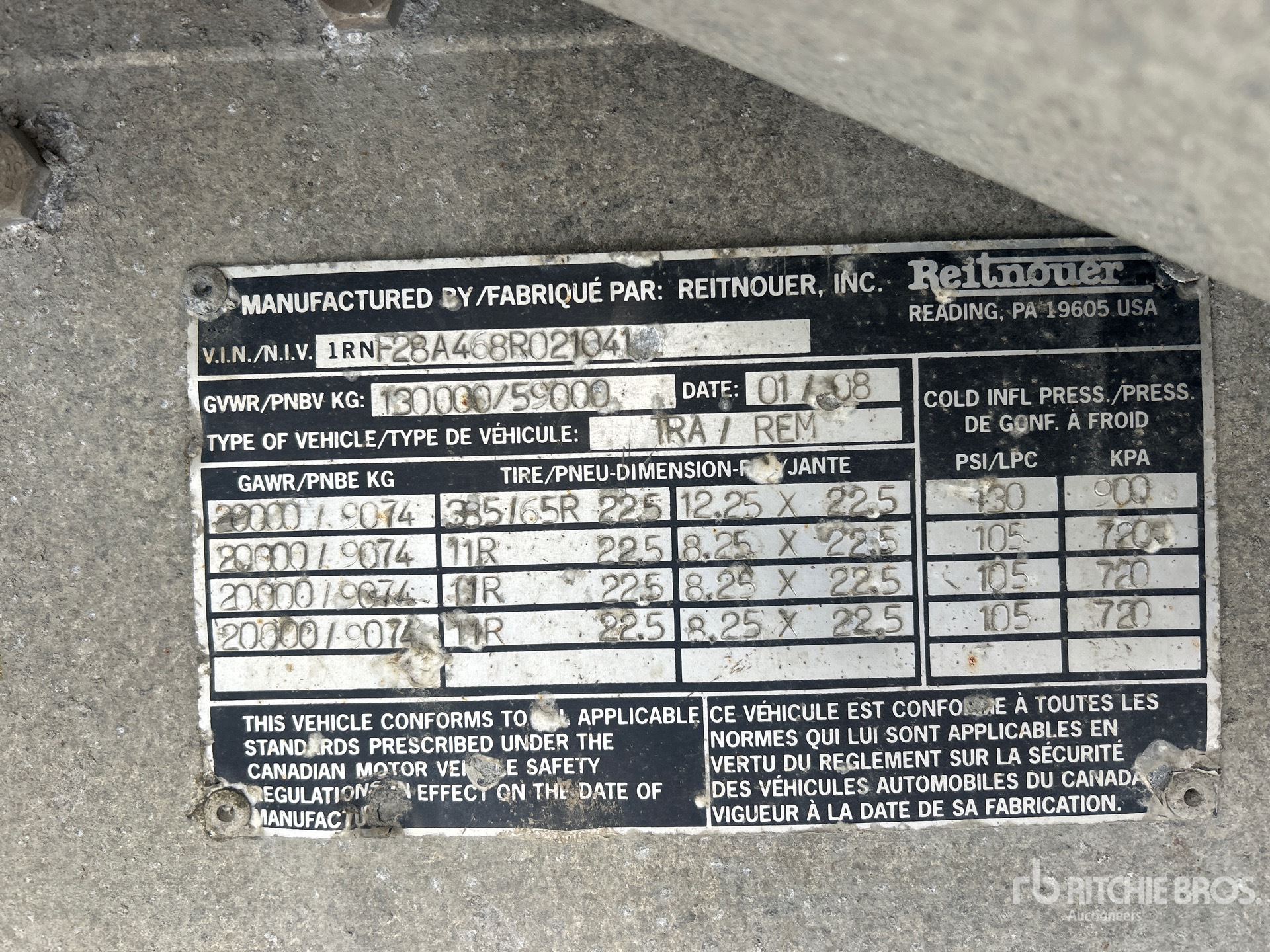 General Appearance with Serial Number / VIN