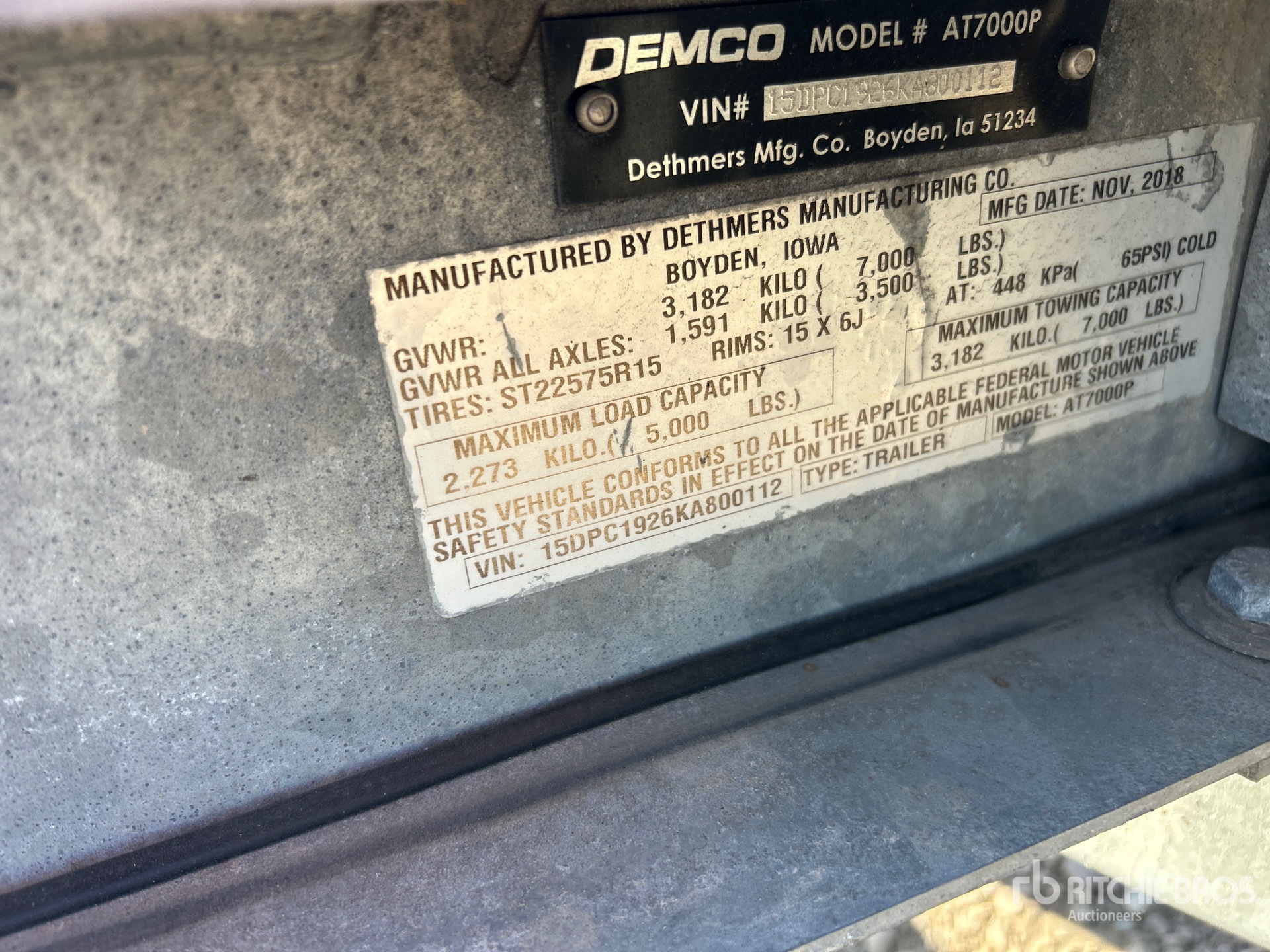 General Appearance with Serial Number / VIN