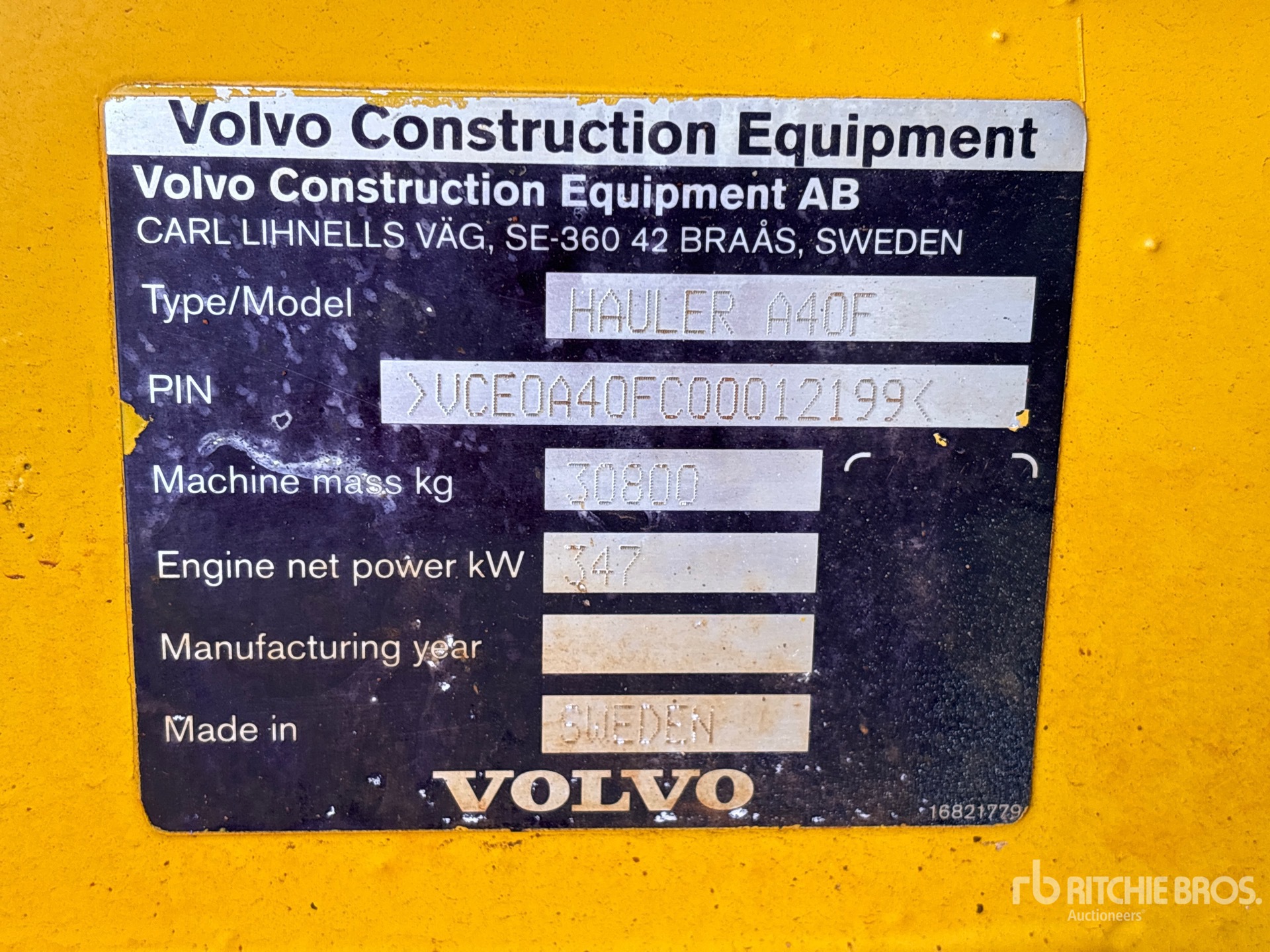 General Appearance with Serial Number / VIN