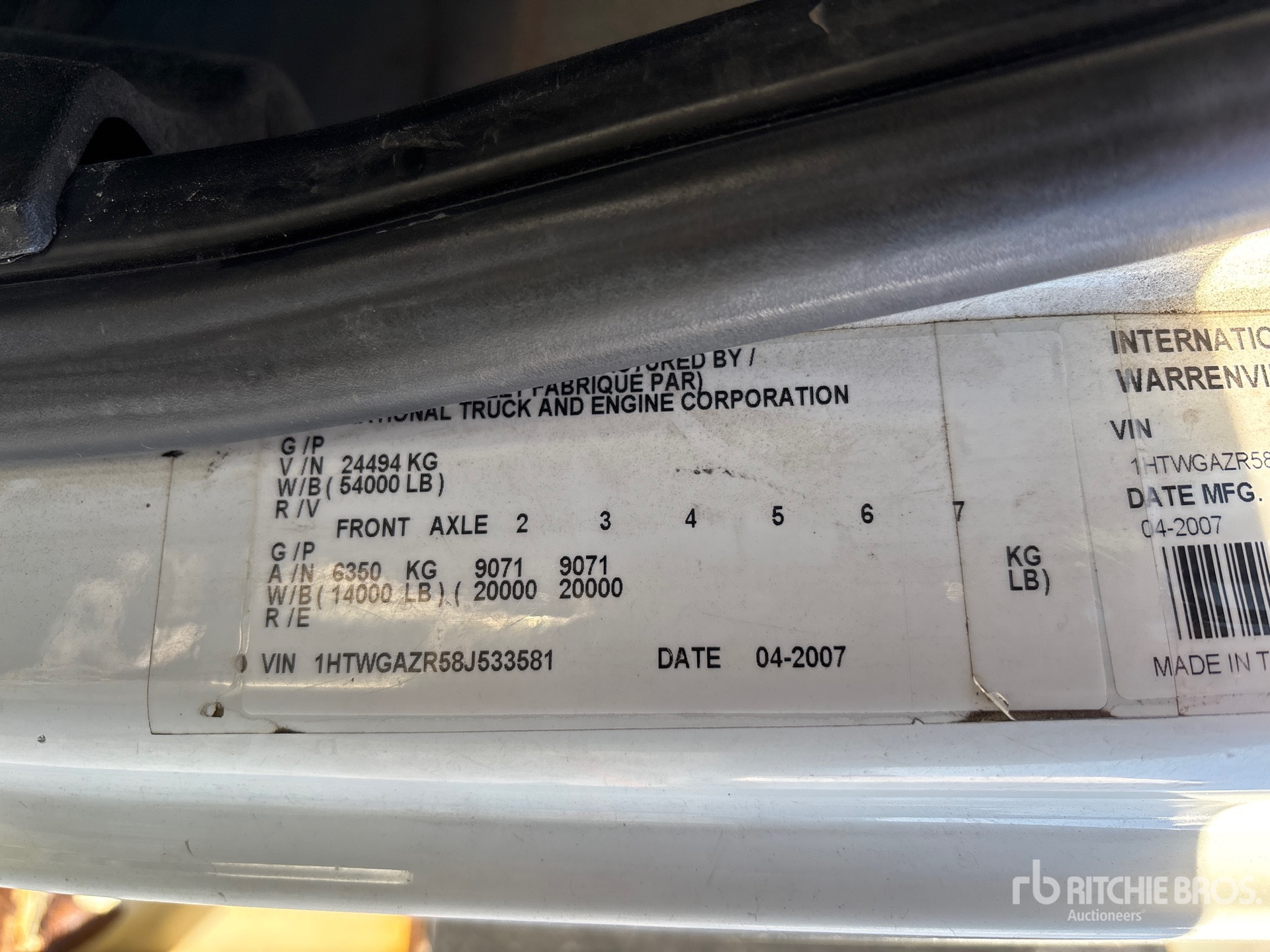 General Appearance with Serial Number / VIN