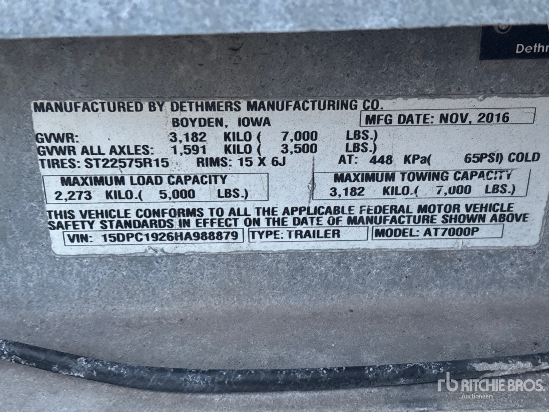 General Appearance with Serial Number / VIN