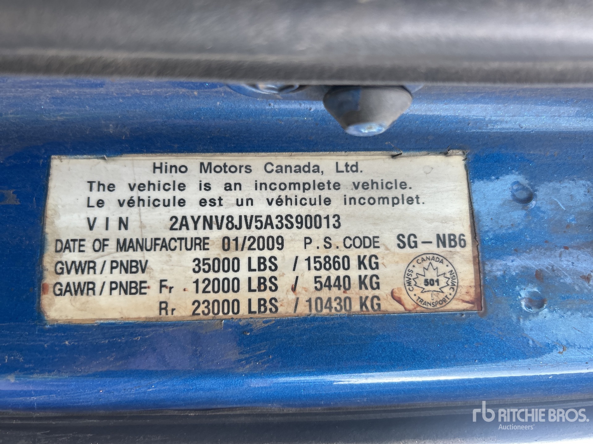 General Appearance with Serial Number / VIN