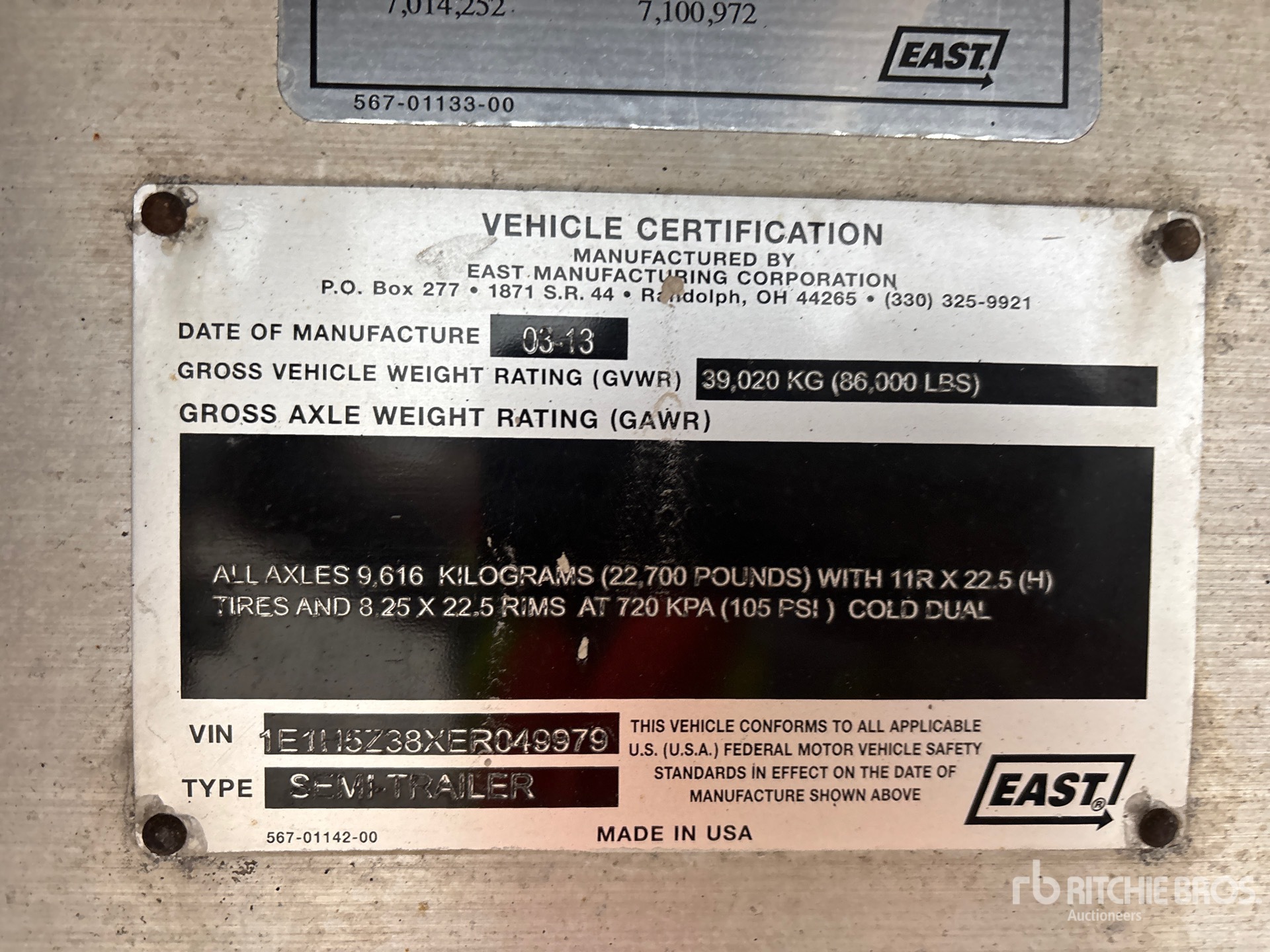 General Appearance with Serial Number / VIN