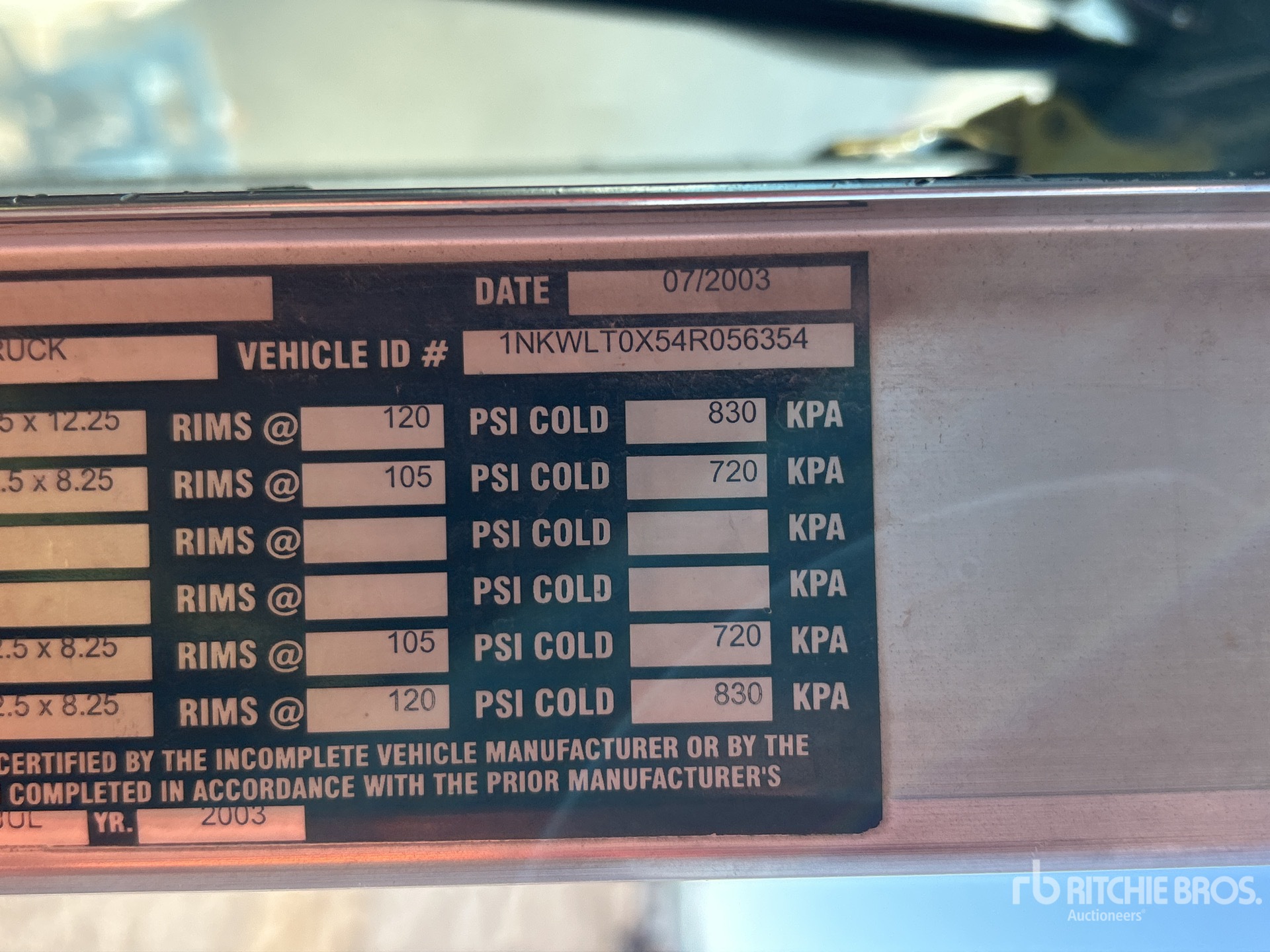 General Appearance with Serial Number / VIN