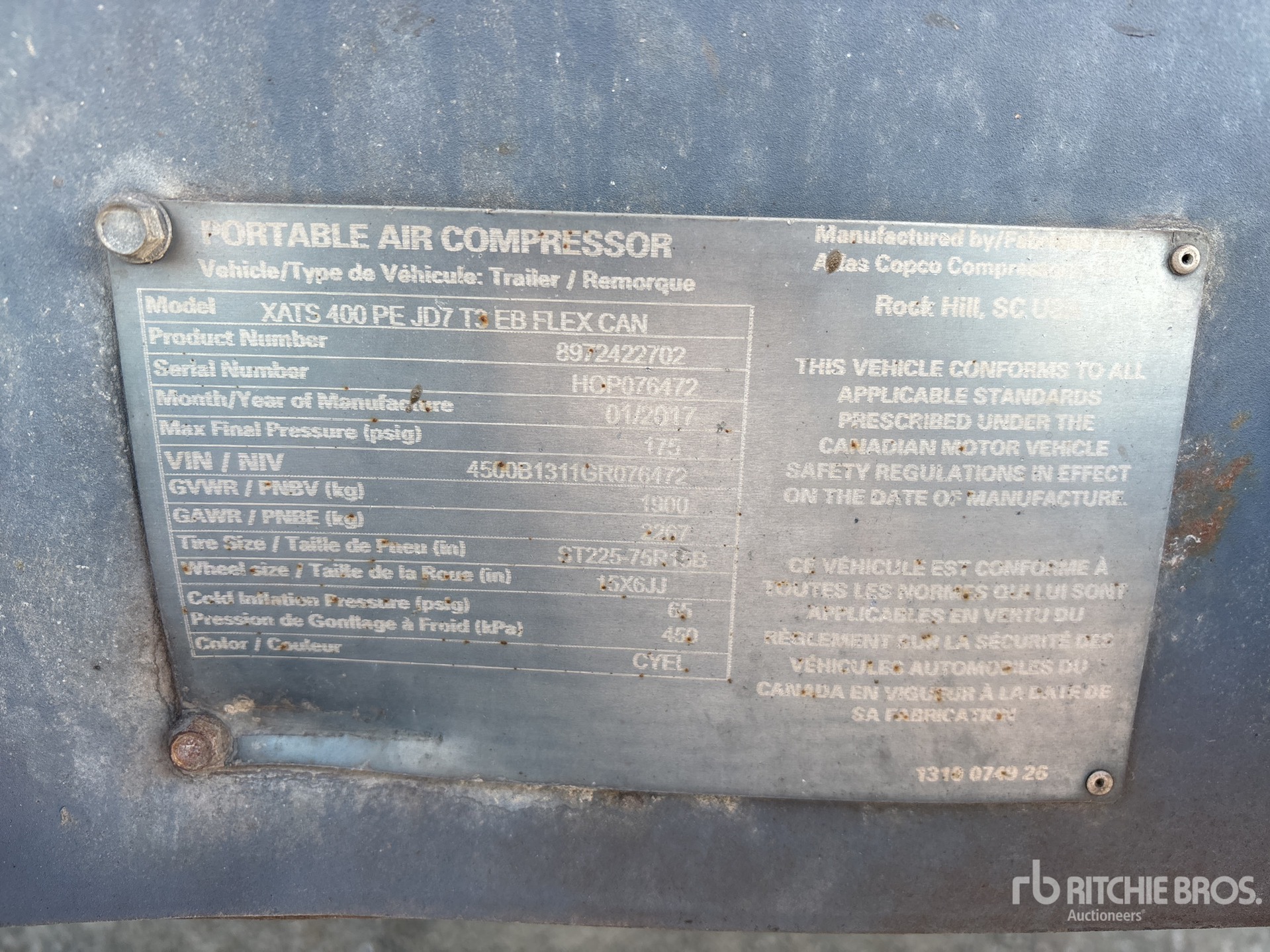 General Appearance with N.º de serie/VIN