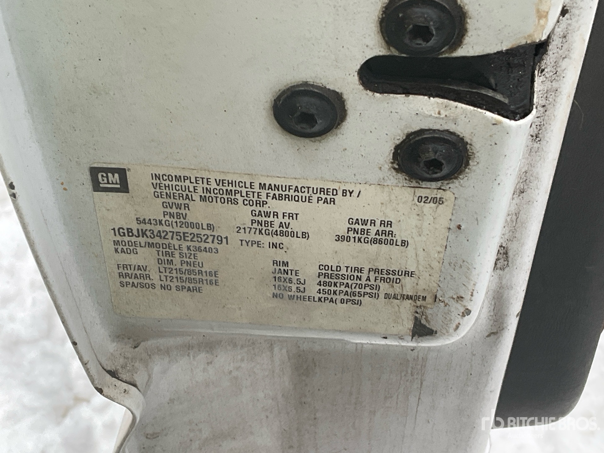 General Appearance with Serial Number / VIN